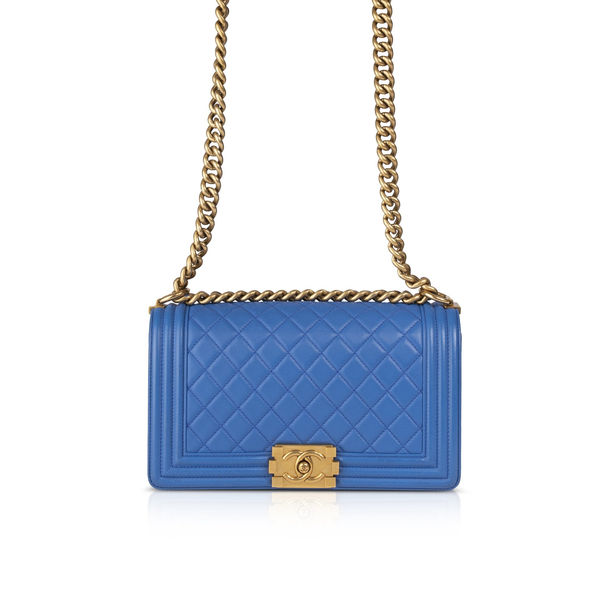 Chanel Blue Medium Boy Bag w/ Box & Authenticity Card