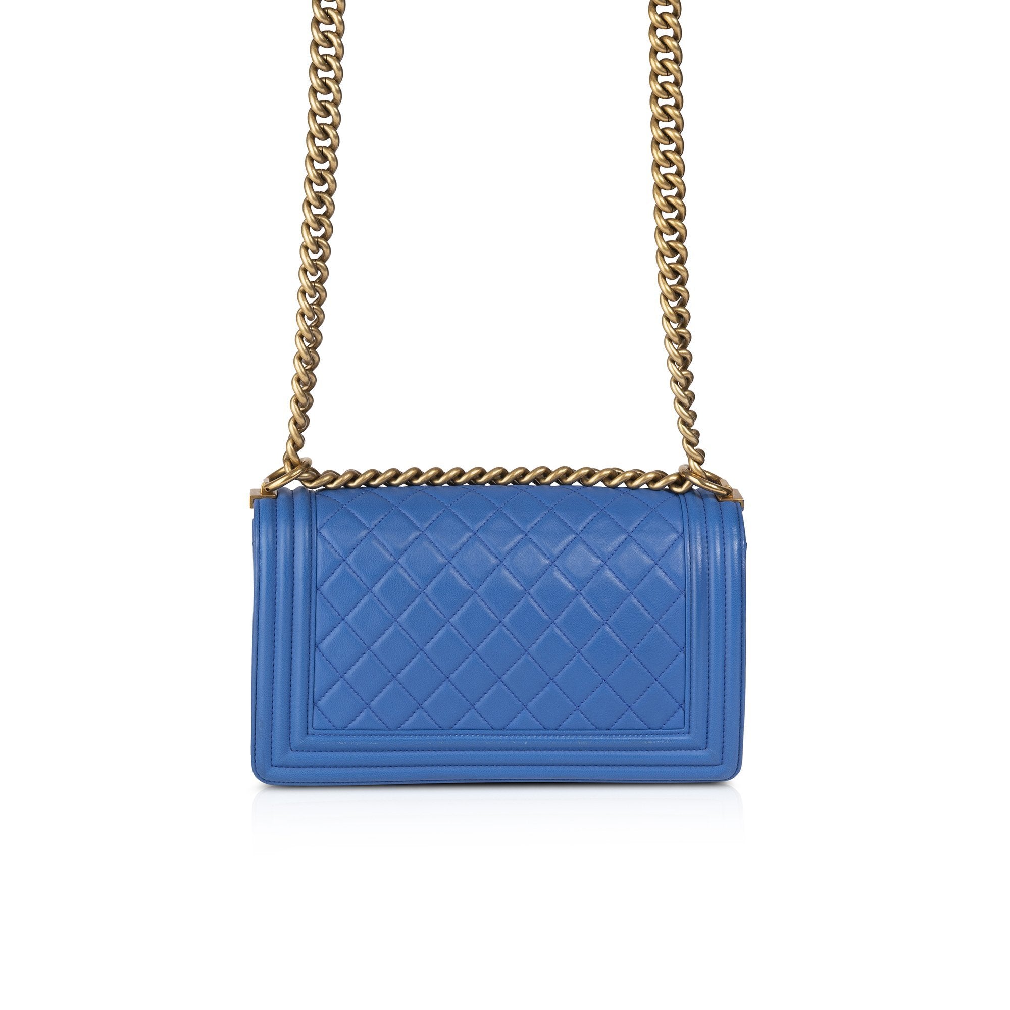 Chanel Blue Medium Boy Bag w/ Box & Authenticity Card