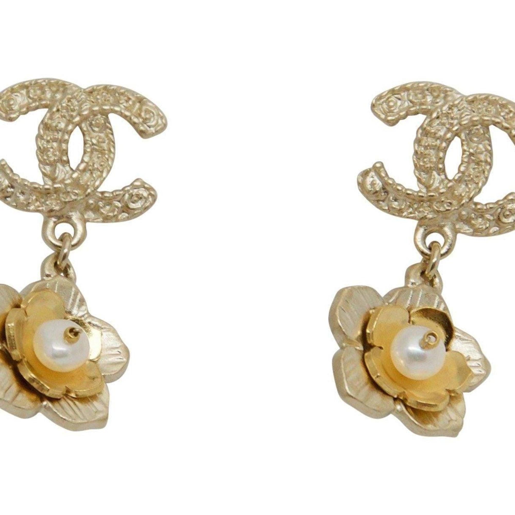 Chanel CC Flower Drop Earrings