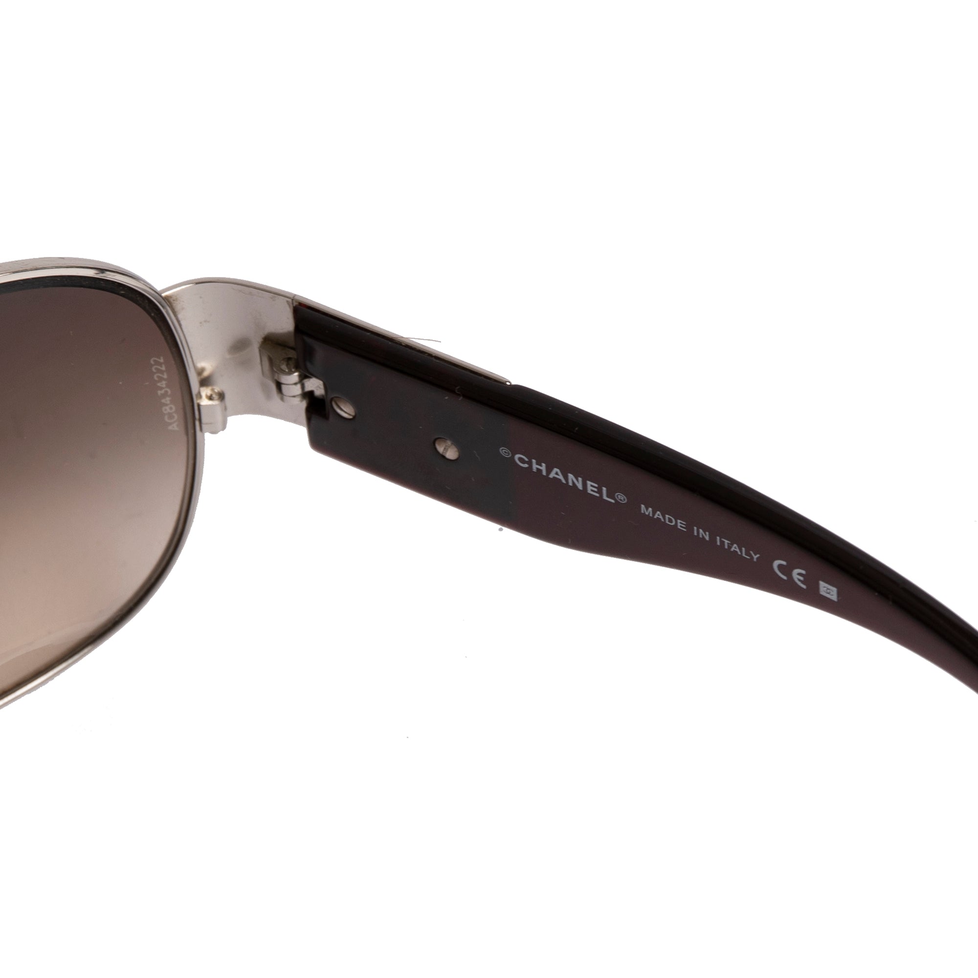 Chanel CC Logo Wrap Aviator Sunglasses w/ Case