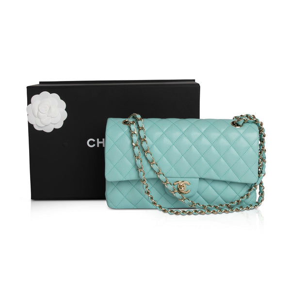🌺 Authentic CHANEL Black Medium Classic Double Flap Bag Gold HW w/Card, Box