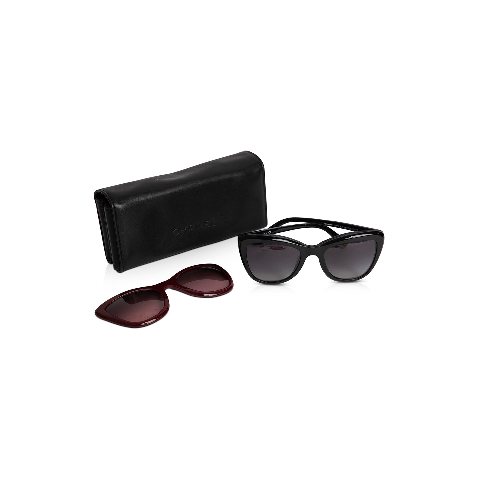 CHANEL CC Clip On Sunglasses Set 5392 Black 371180