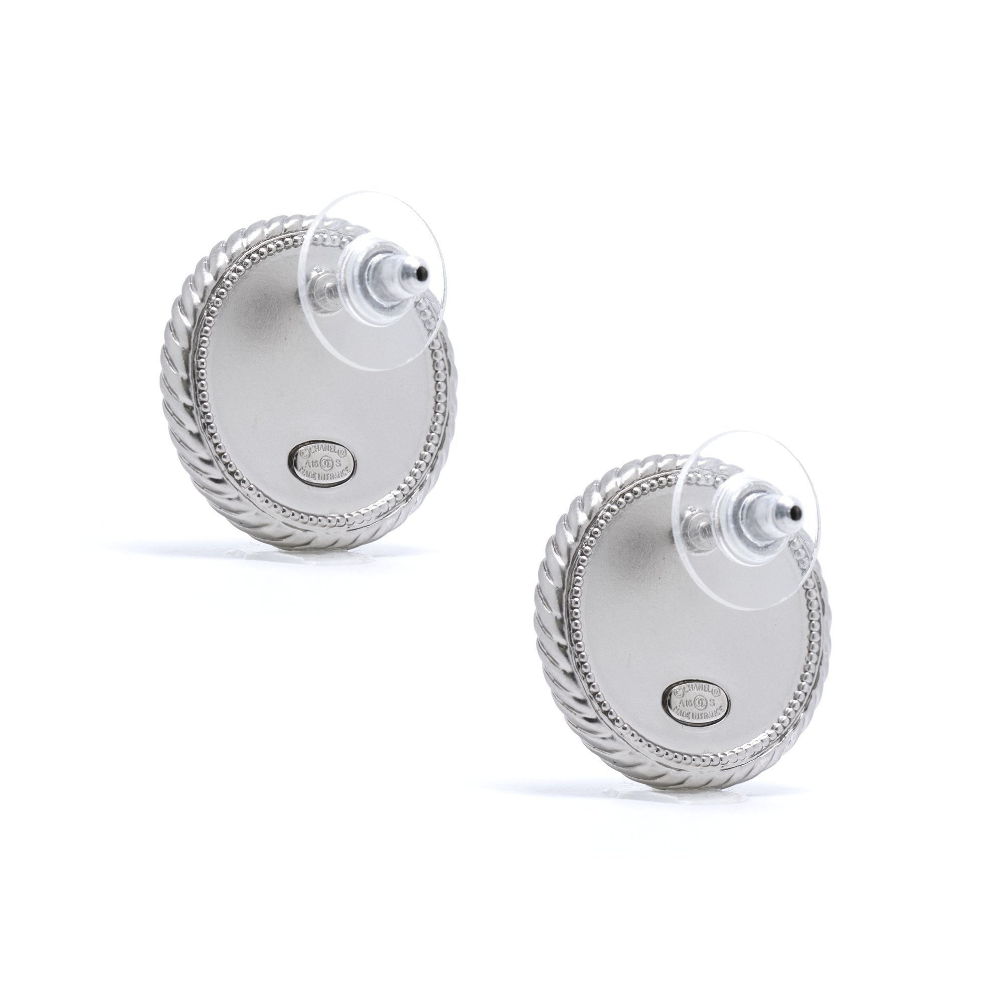 Chanel Crystal CC Logo Round Earrings
