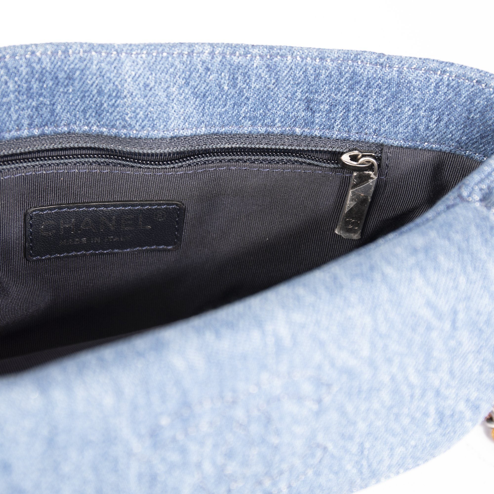 Chanel Denim Fringe Medium Flap Bag w/ Receipt & Authenticity Card