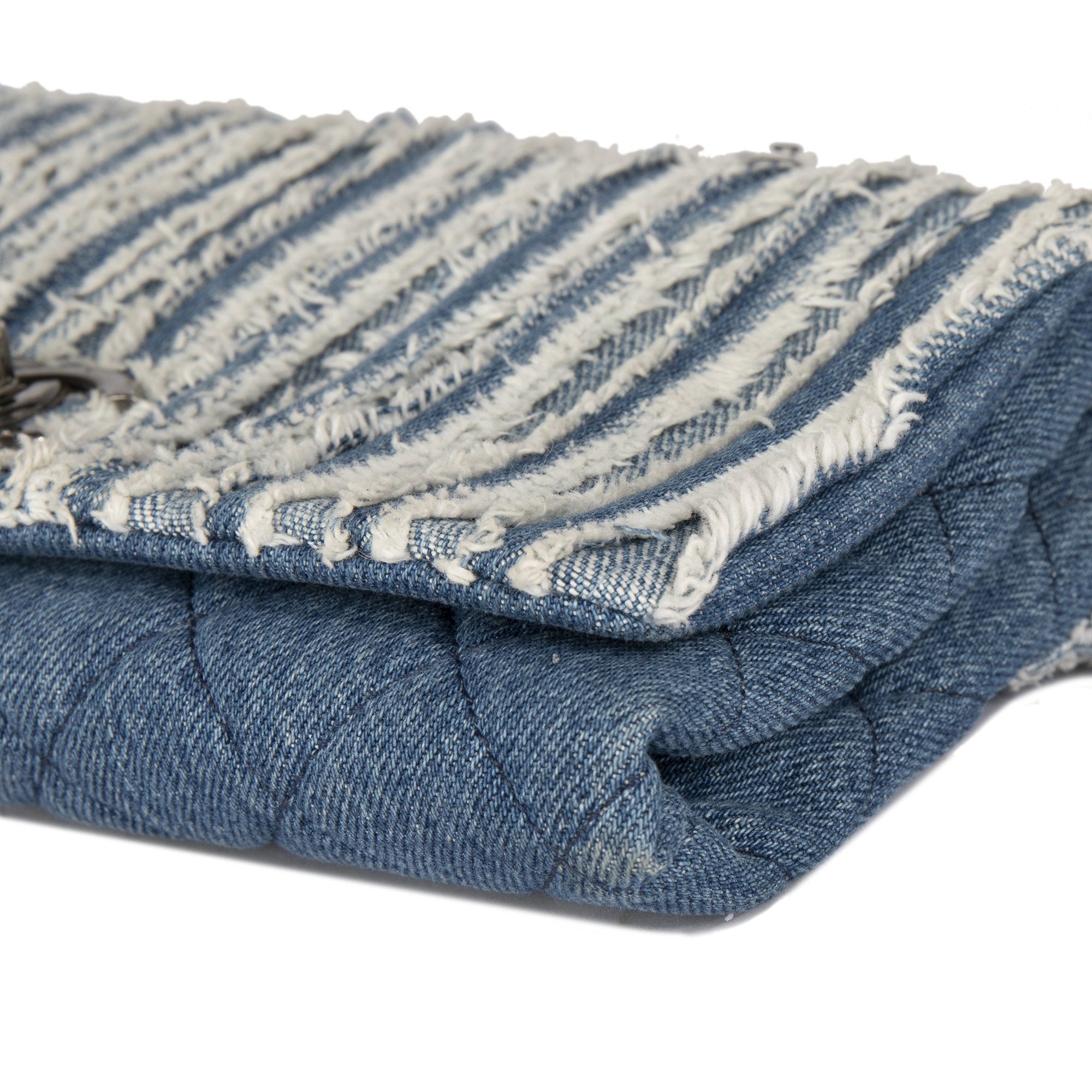 Chanel Denim Fringe Medium Flap Bag w/ Receipt & Authenticity Card