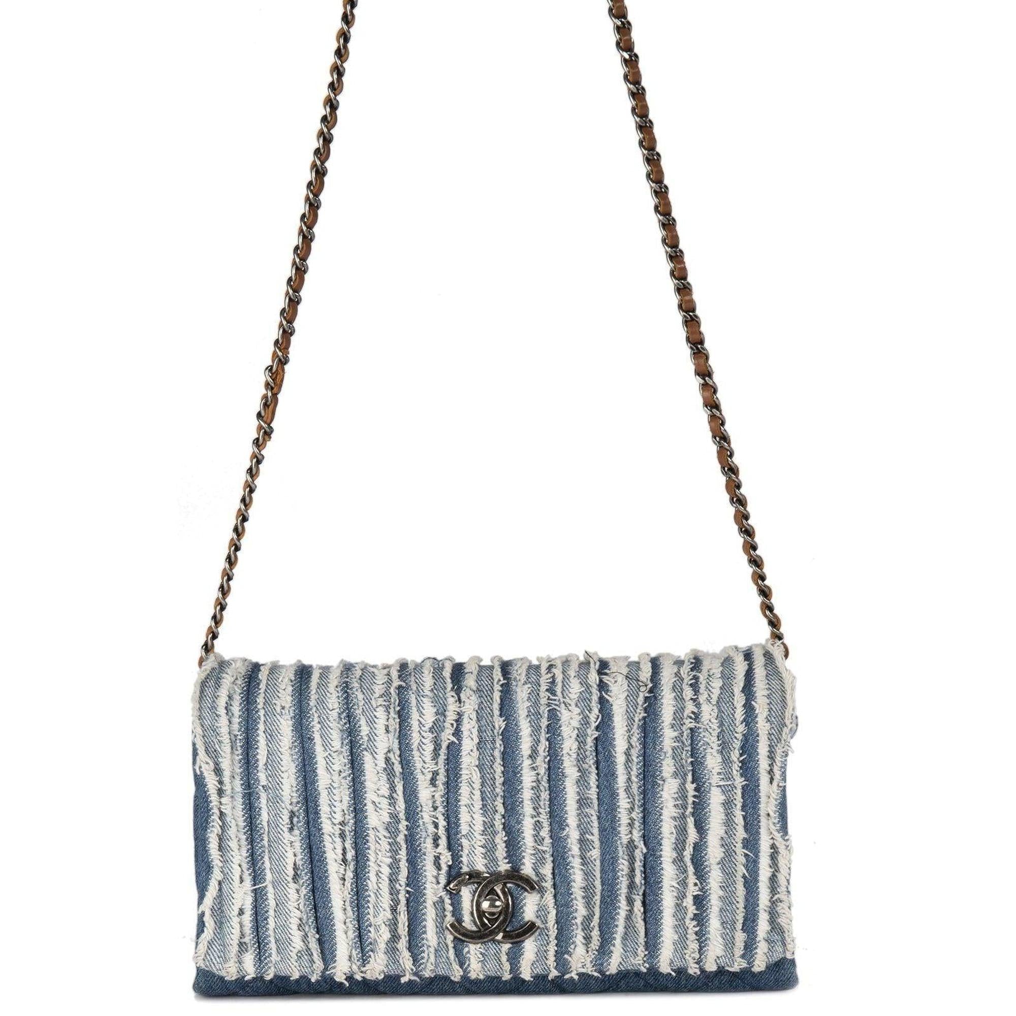 Chanel Denim Fringe Medium Flap Bag w/ Receipt & Authenticity Card