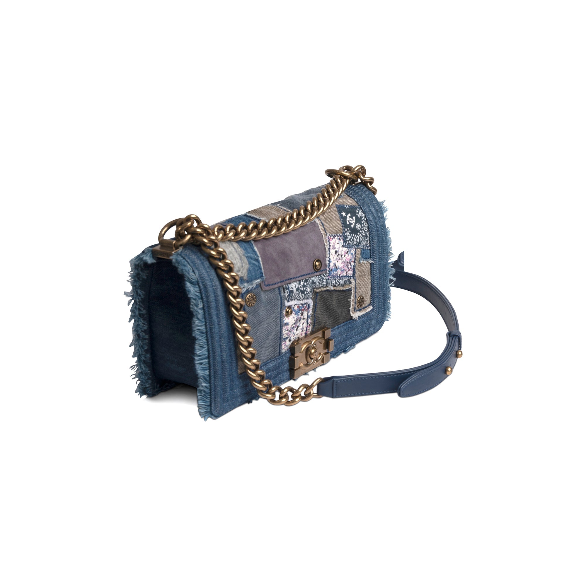 Chanel Blue Patchwork Denim Small Boy Bag Aged Gold Hardware, 2015  Available For Immediate Sale At Sotheby's