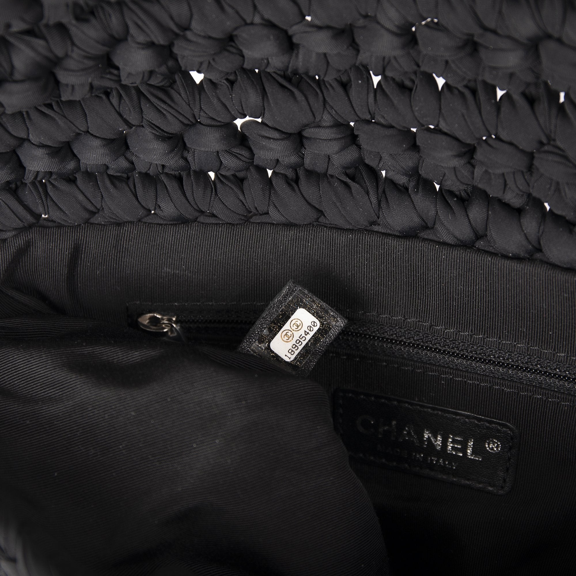 Chanel Black Fancy Crochet Black Flap Bag Chanel