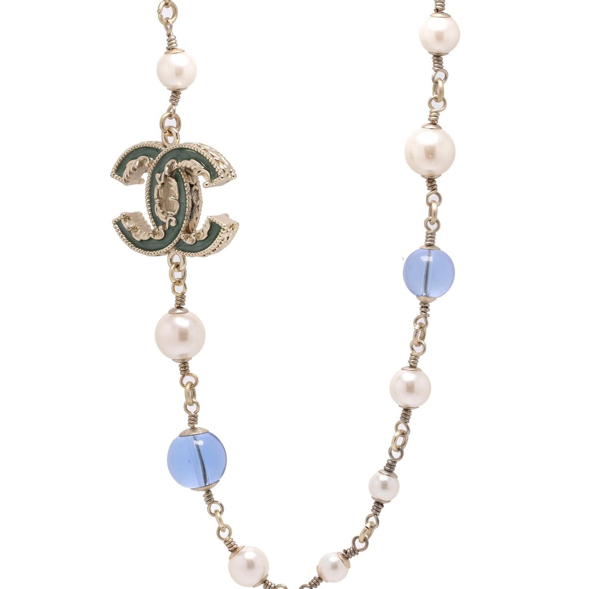Chanel Faux Pearl & Bead CC Necklace