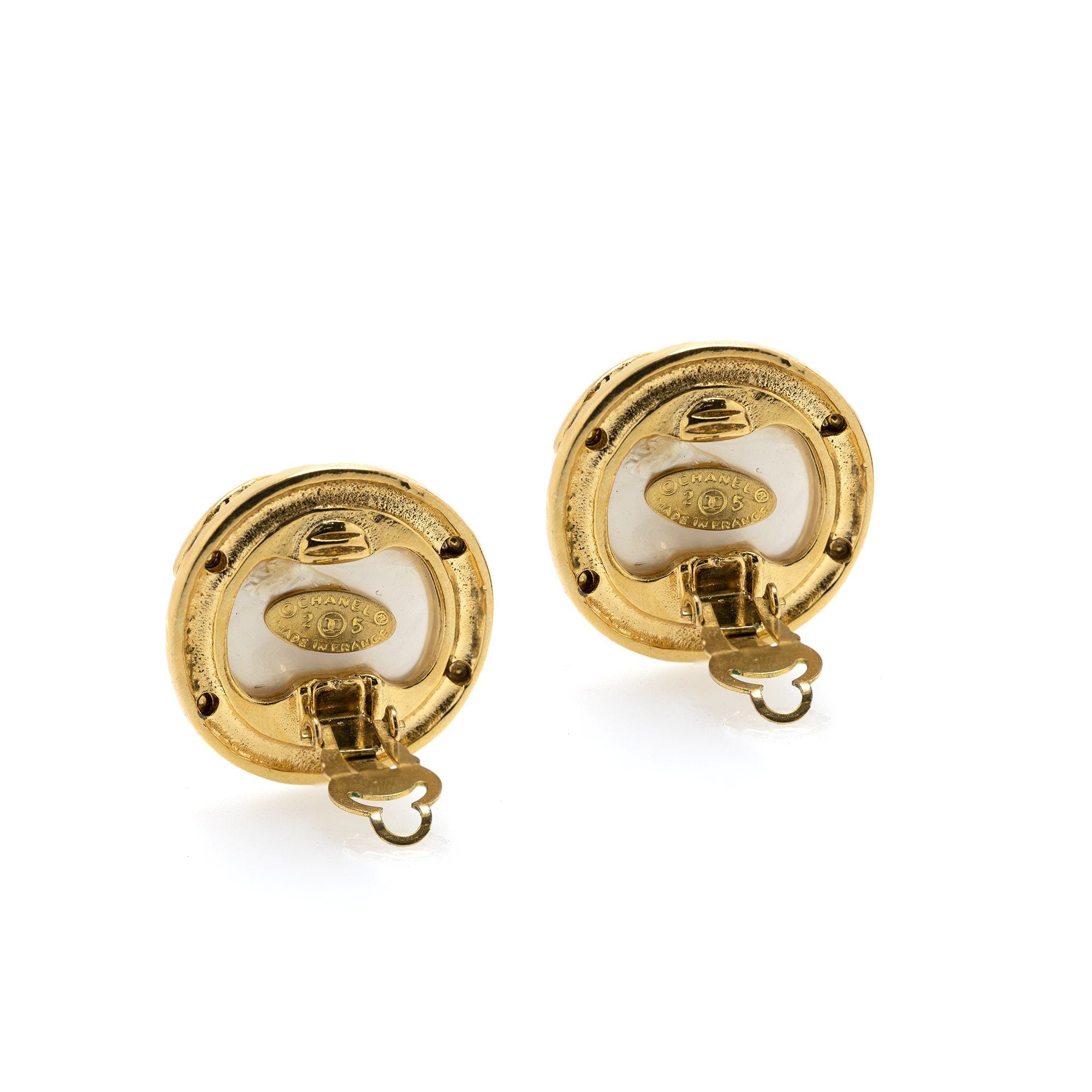 Chanel Faux Pearl CC Clip-On Earrings