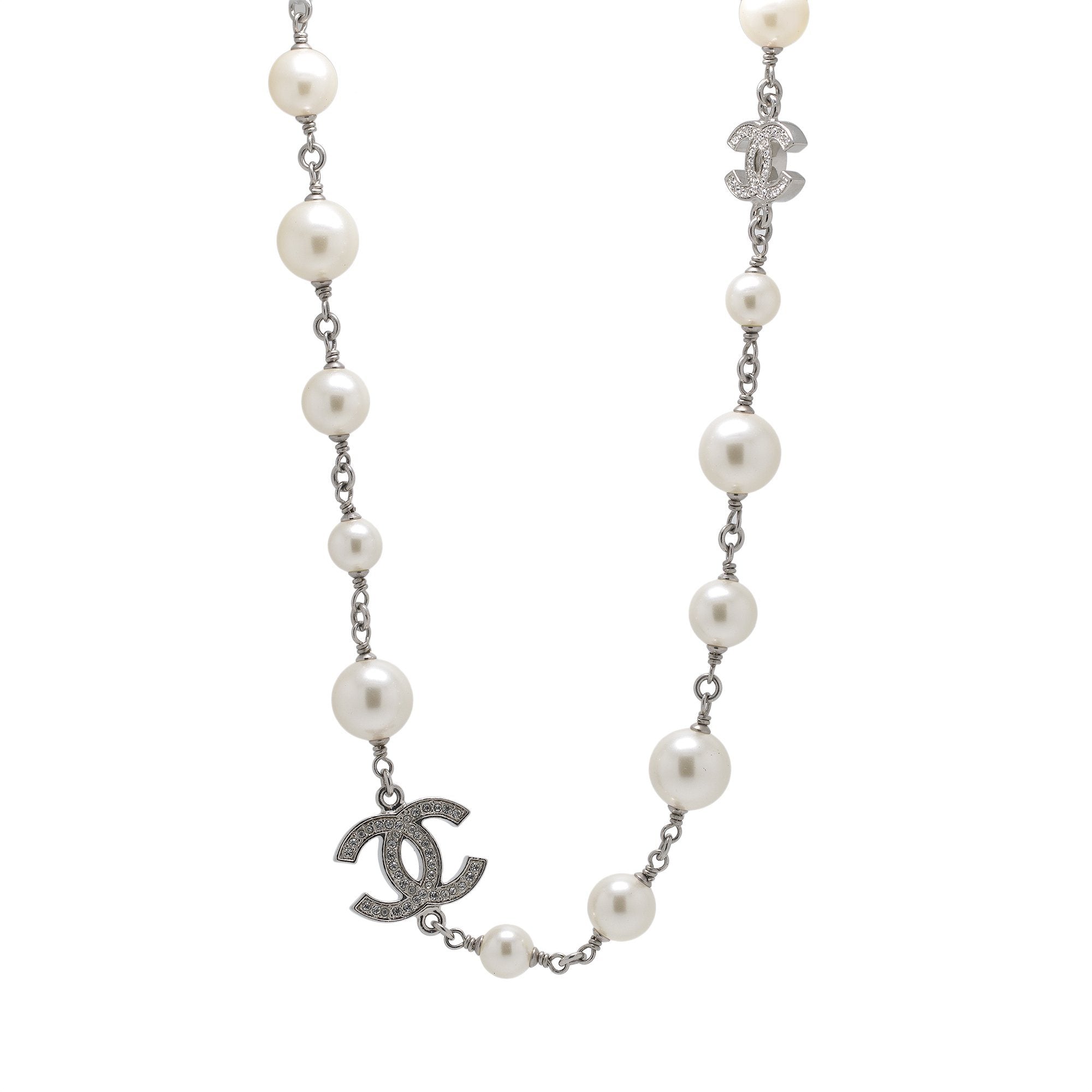 Chanel Faux Pearl & Crystal CC Necklace