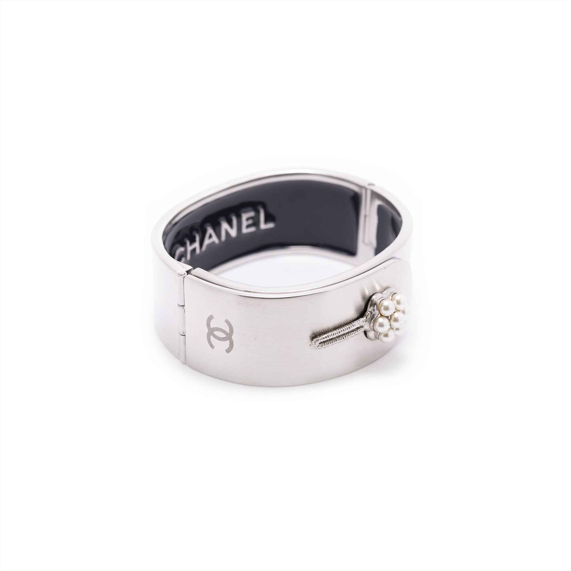 Chanel Faux Pearl Hinged Cuff