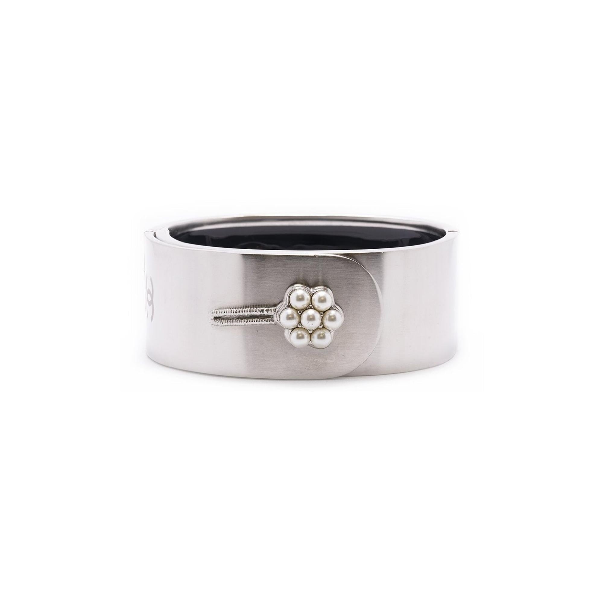Chanel Faux Pearl Hinged Cuff