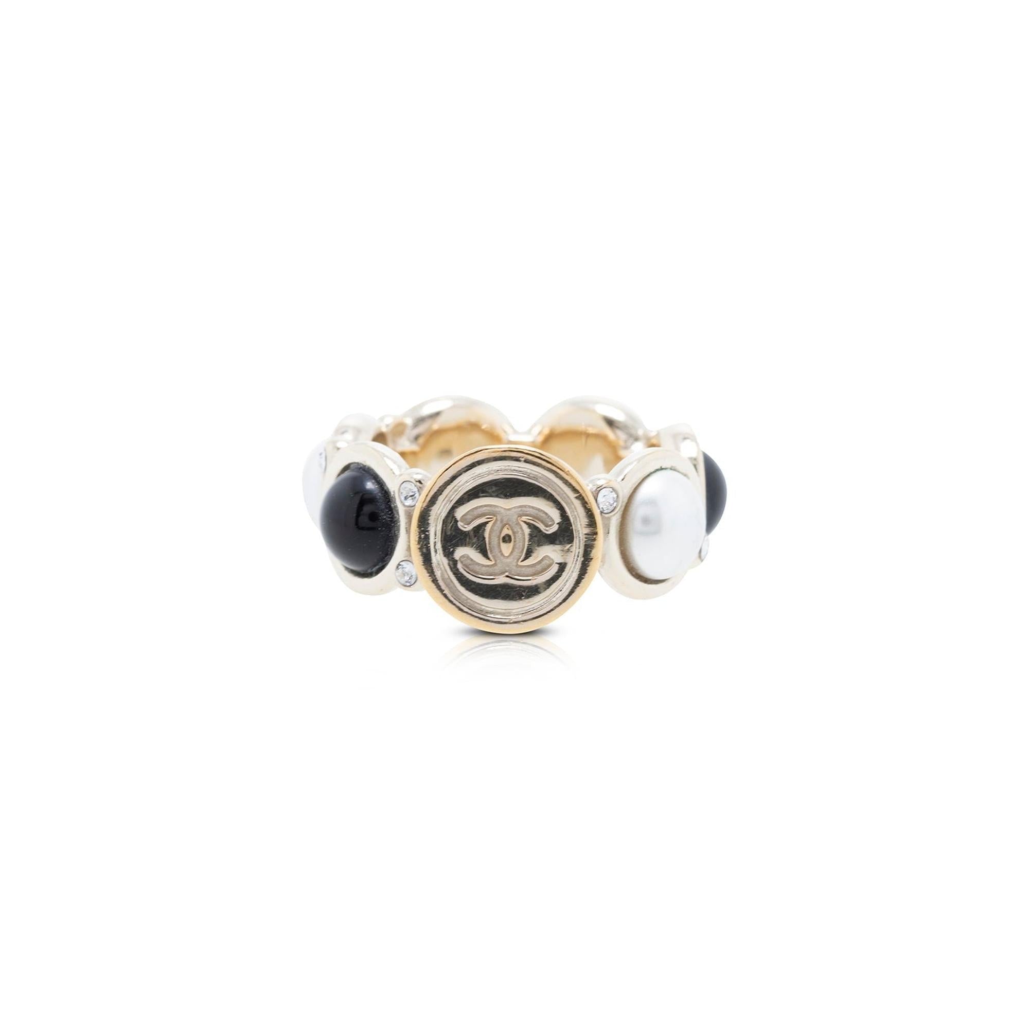 Chanel Faux Pearl, Resin & Strass Ring