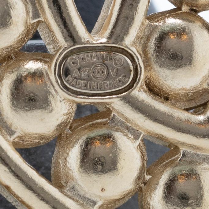 Chanel Faux Pearl & Strass CC Brooch w/ Box