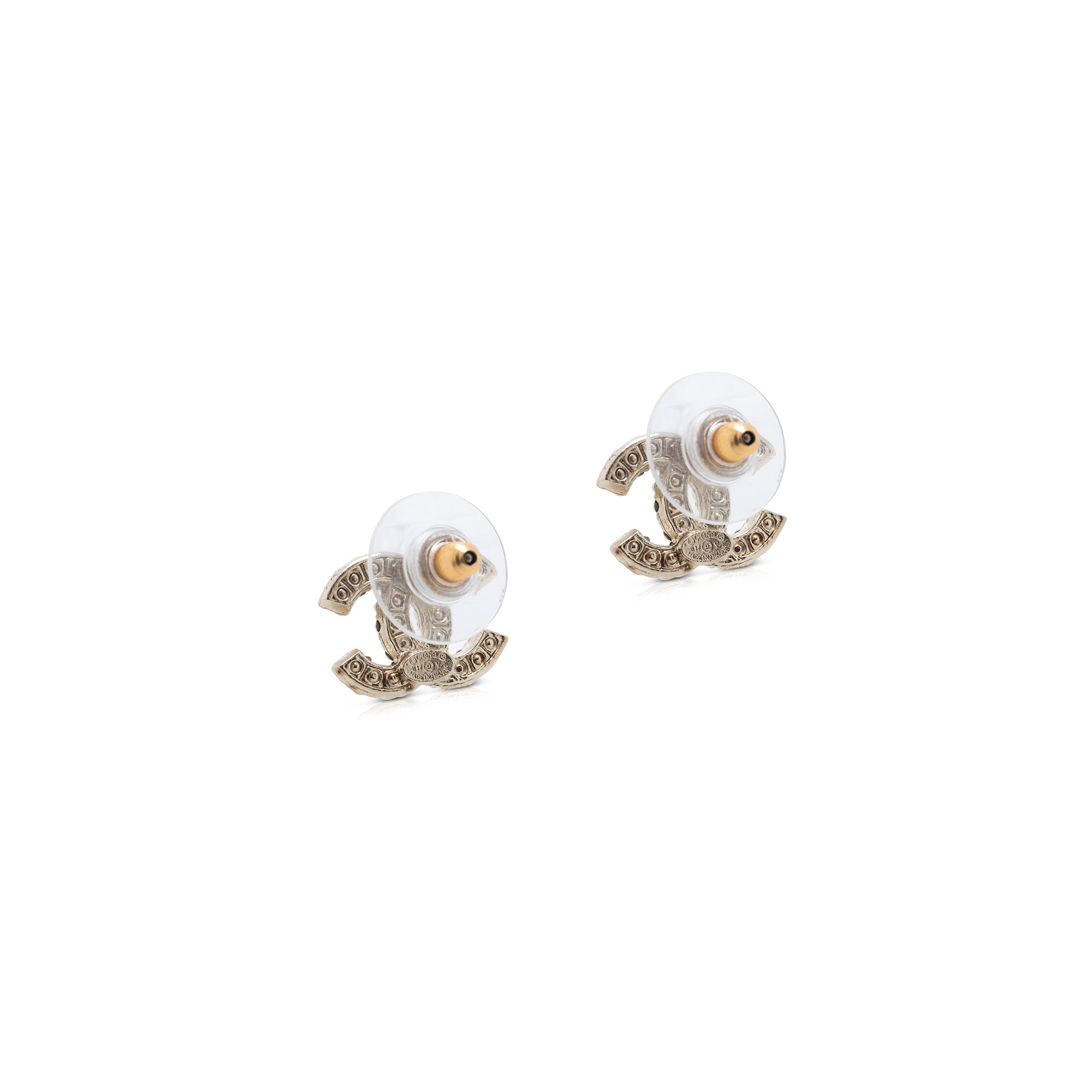 Chanel Faux Pearl & Strass CC Stud Earrings w/ Box
