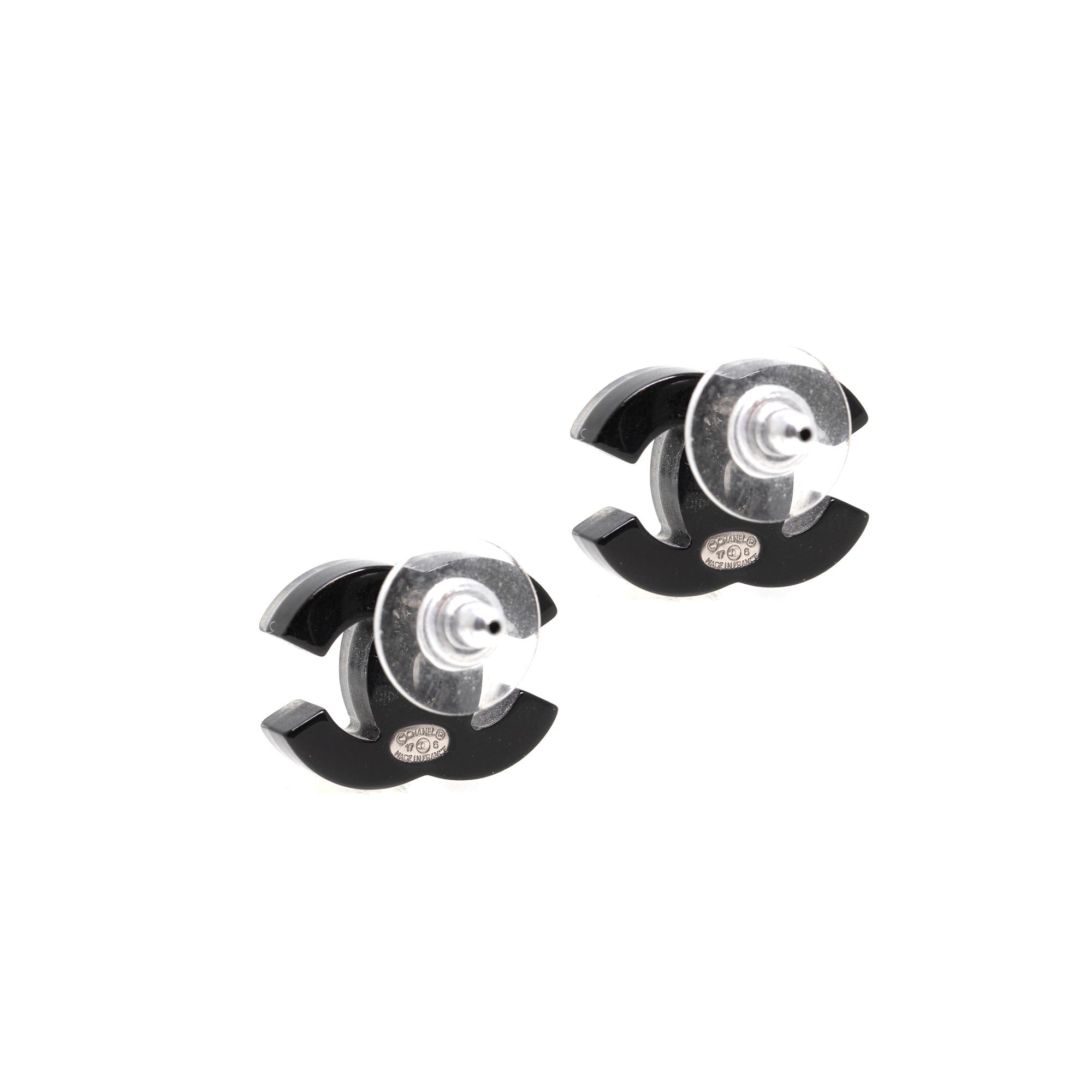 Chanel Glitter & Resin CC Stud Earrings