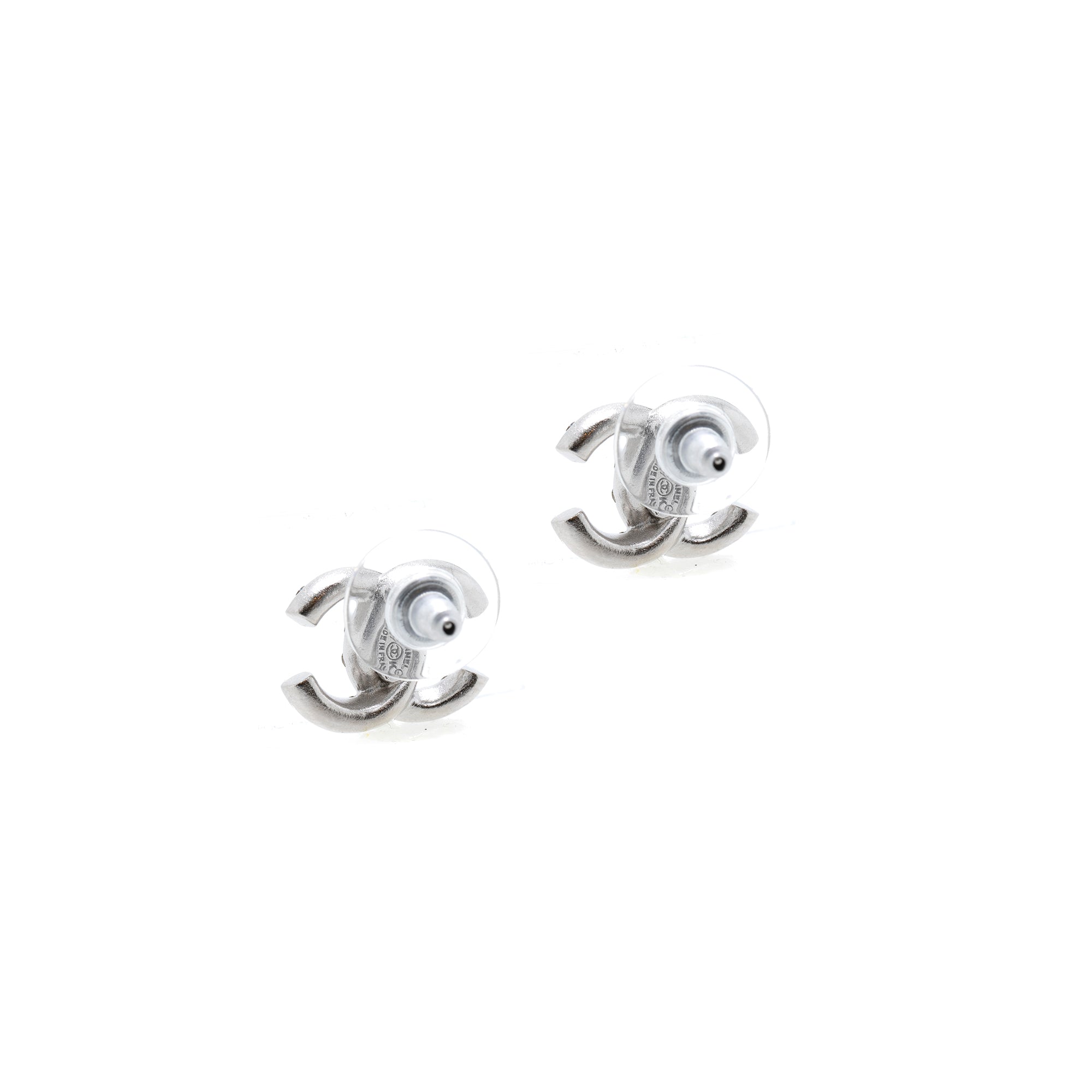 Chanel Iridescent Crystal CC Stud Earrings w/ Box