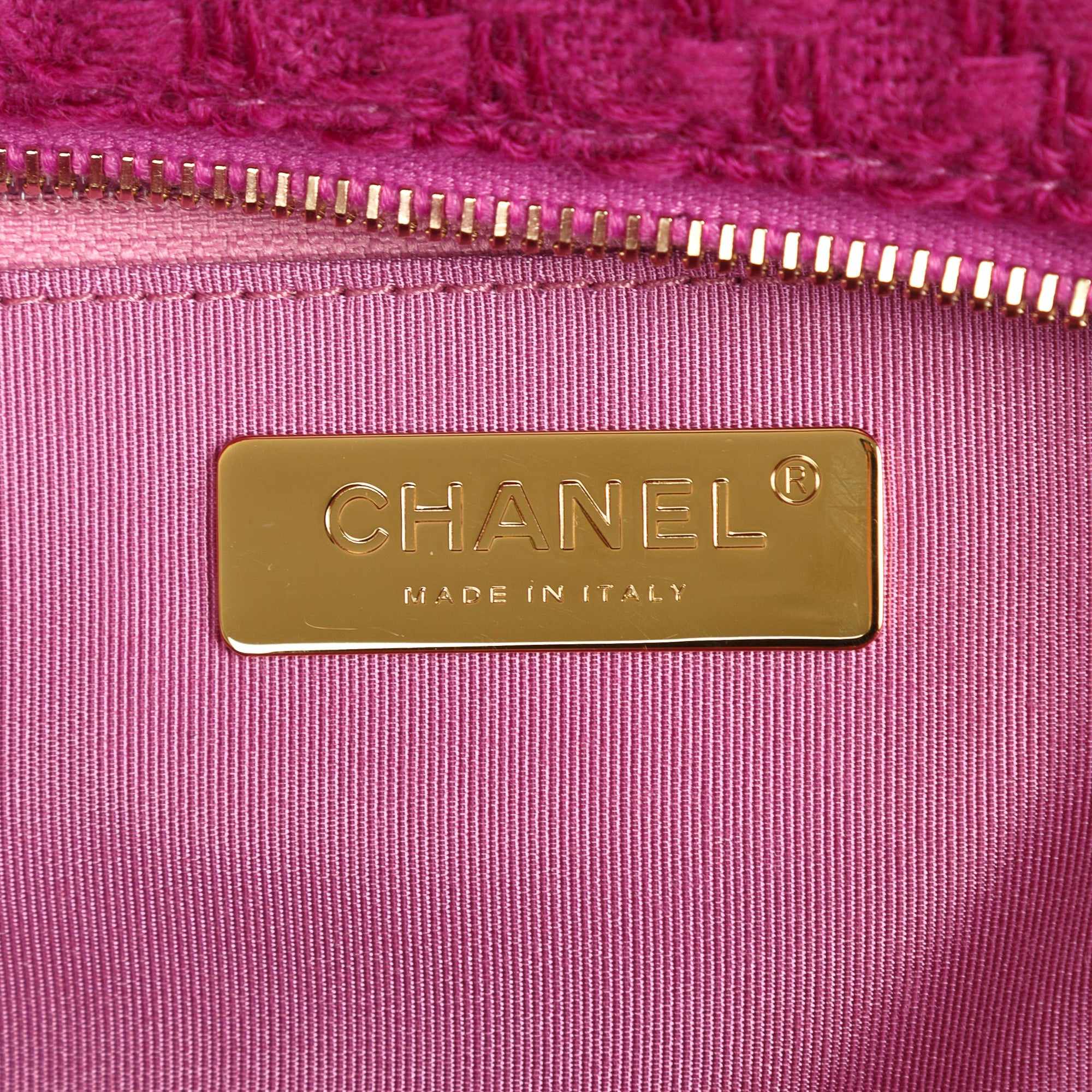 Chanel Large Giant Logo Tweed Shopping Tote w/ Authenticity Card & Receipt