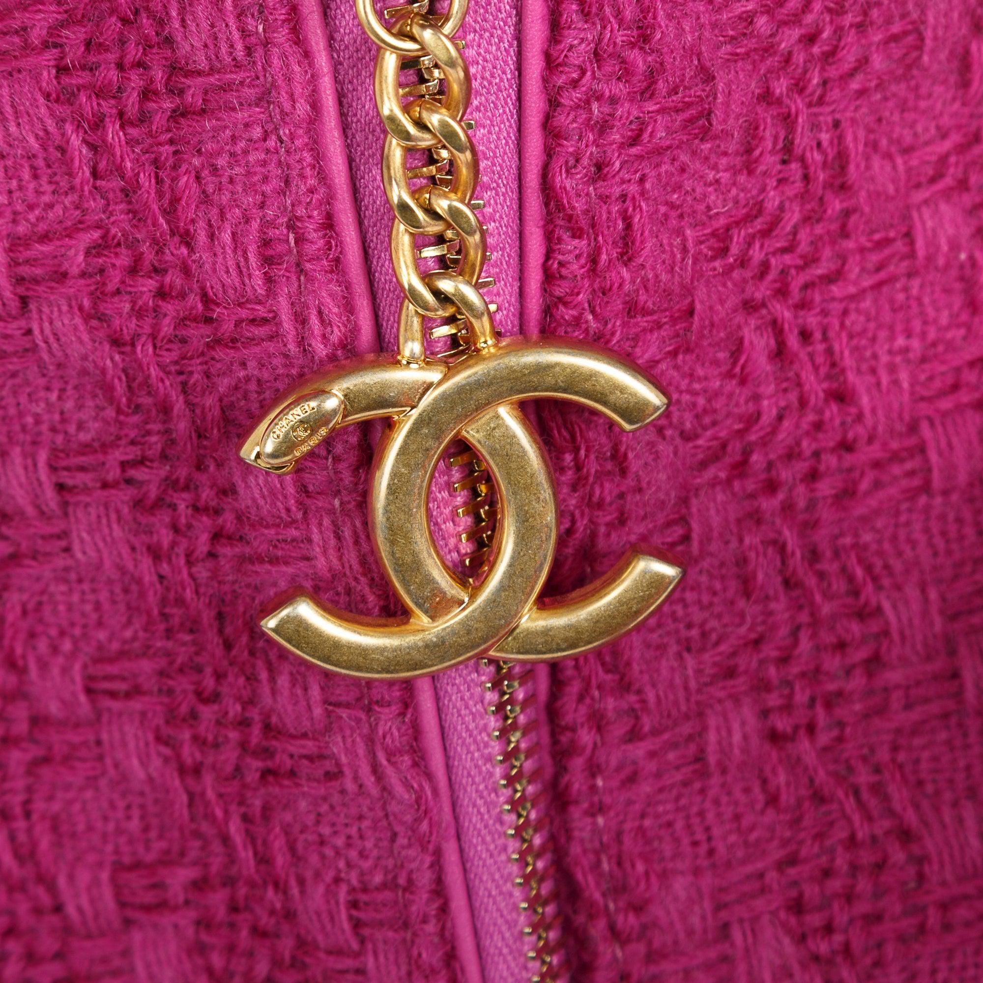 Chanel Large Giant Logo Tweed Shopping Tote w/ Authenticity Card & Receipt