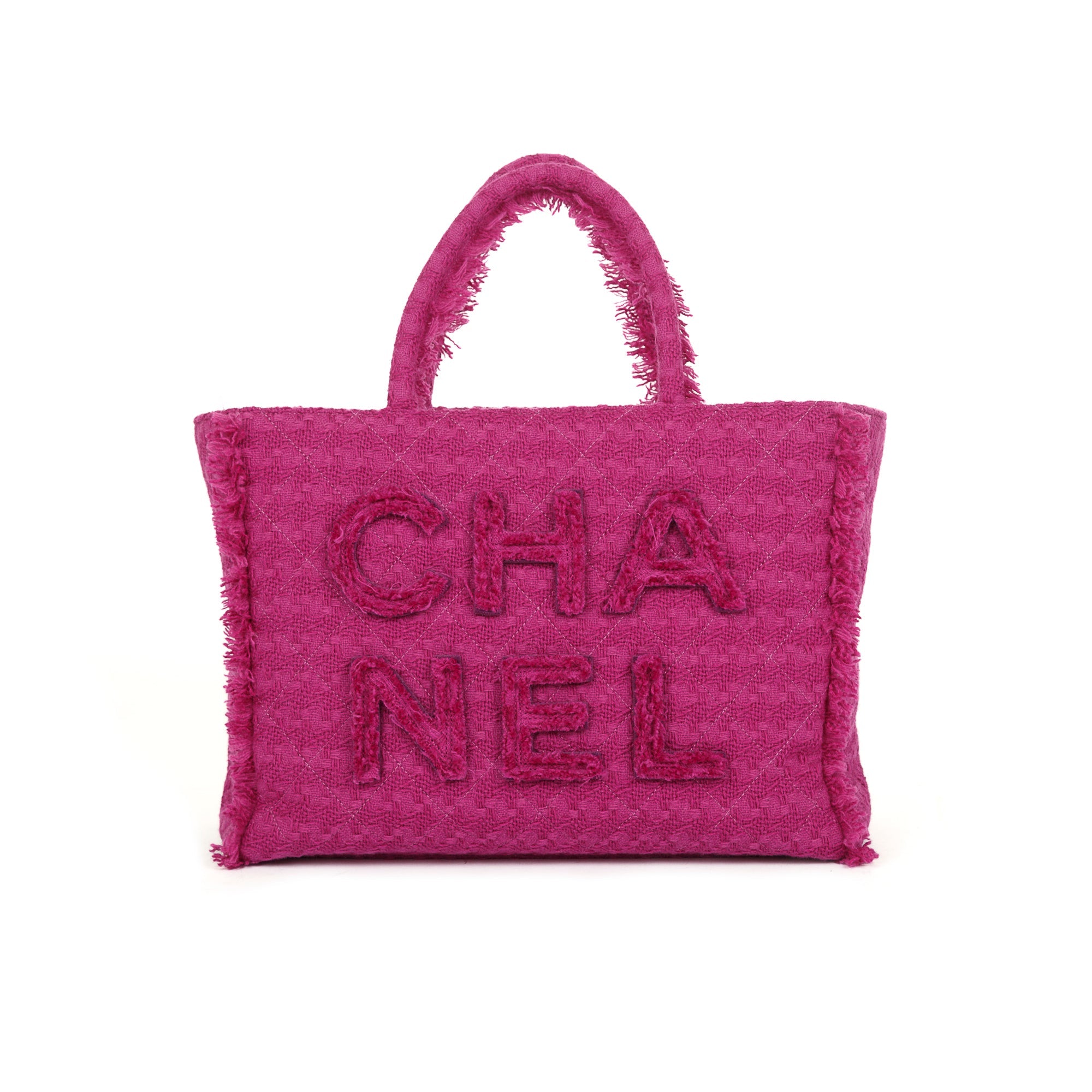 Chanel Large Giant Logo Tweed Shopping Tote w/ Authenticity Card & Receipt