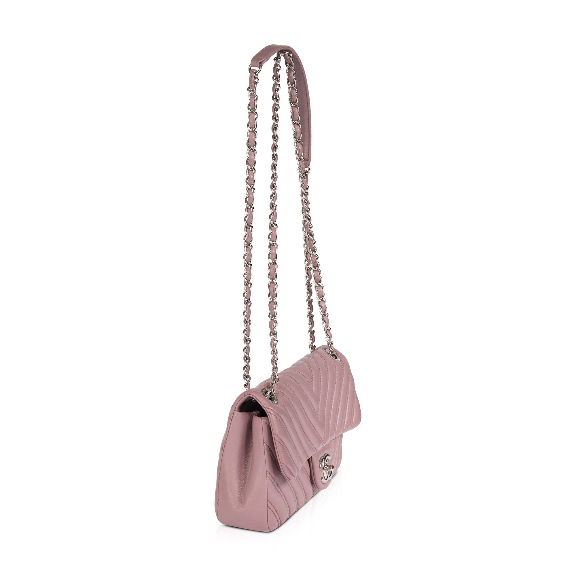 Chanel Medium Chevron Double Stitch Single Flap Bag