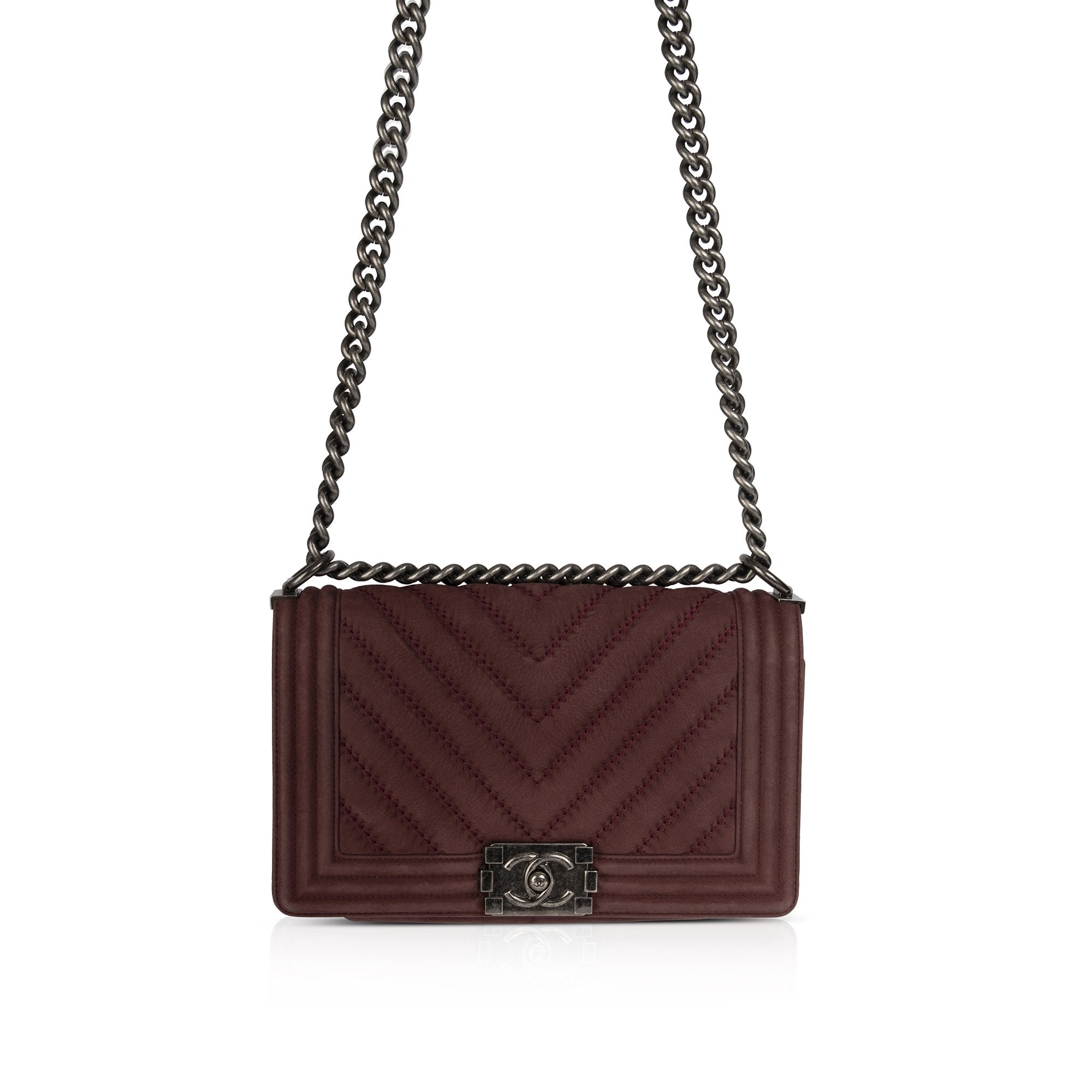 Chanel Medium Chevron Nubuck Boy Bag