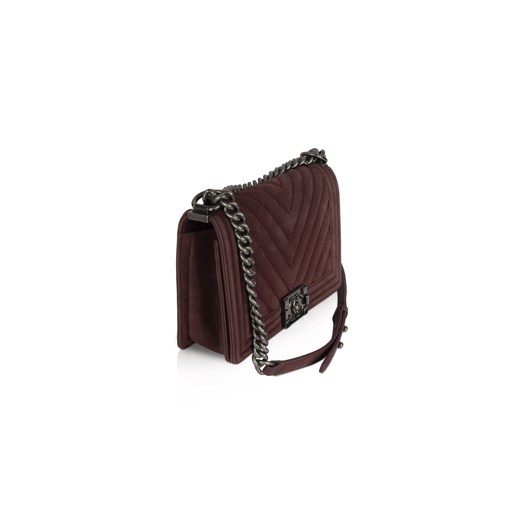 Chanel Medium Chevron Nubuck Boy Bag