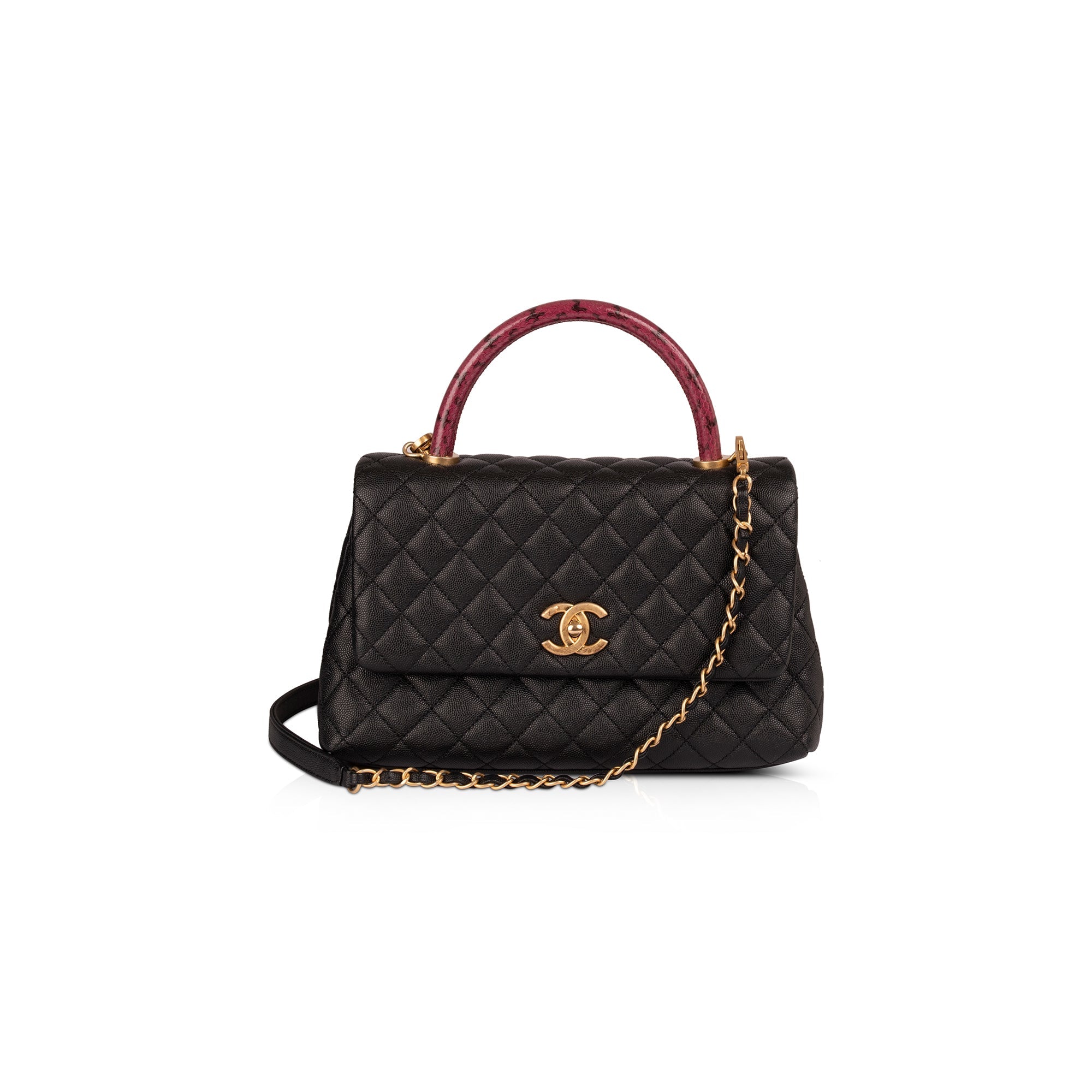 Chanel Medium Python-Trimmed Coco Handle Bag w/ Box, Receipt, Authenticity Card
