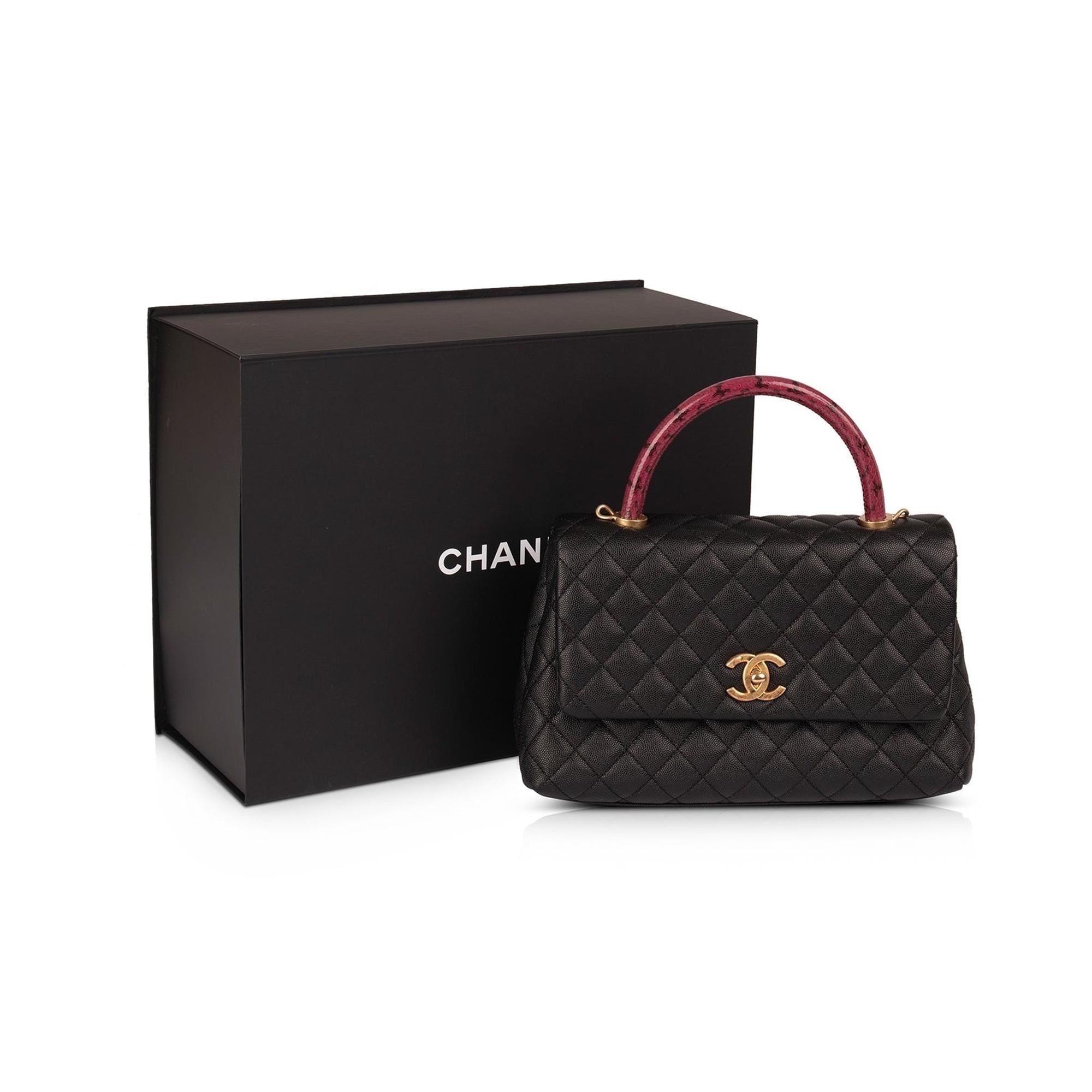 Chanel Medium Python-Trimmed Coco Handle Bag w/ Box, Receipt, Authenticity Card