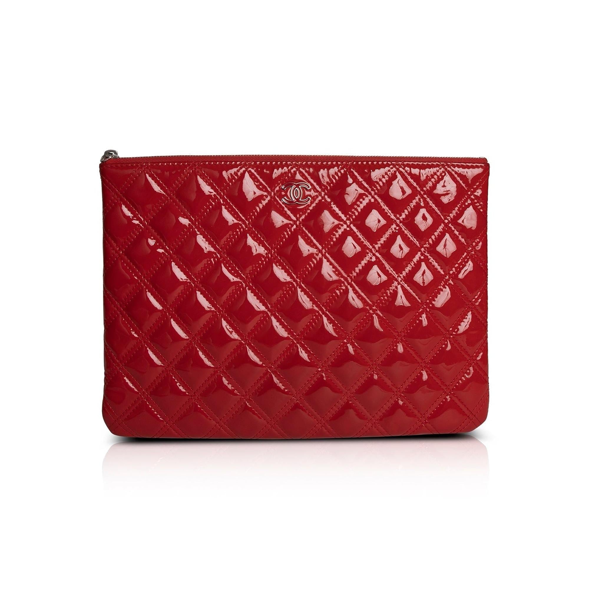 Chanel Medium Quilted Patent Leather O-Case Clutch