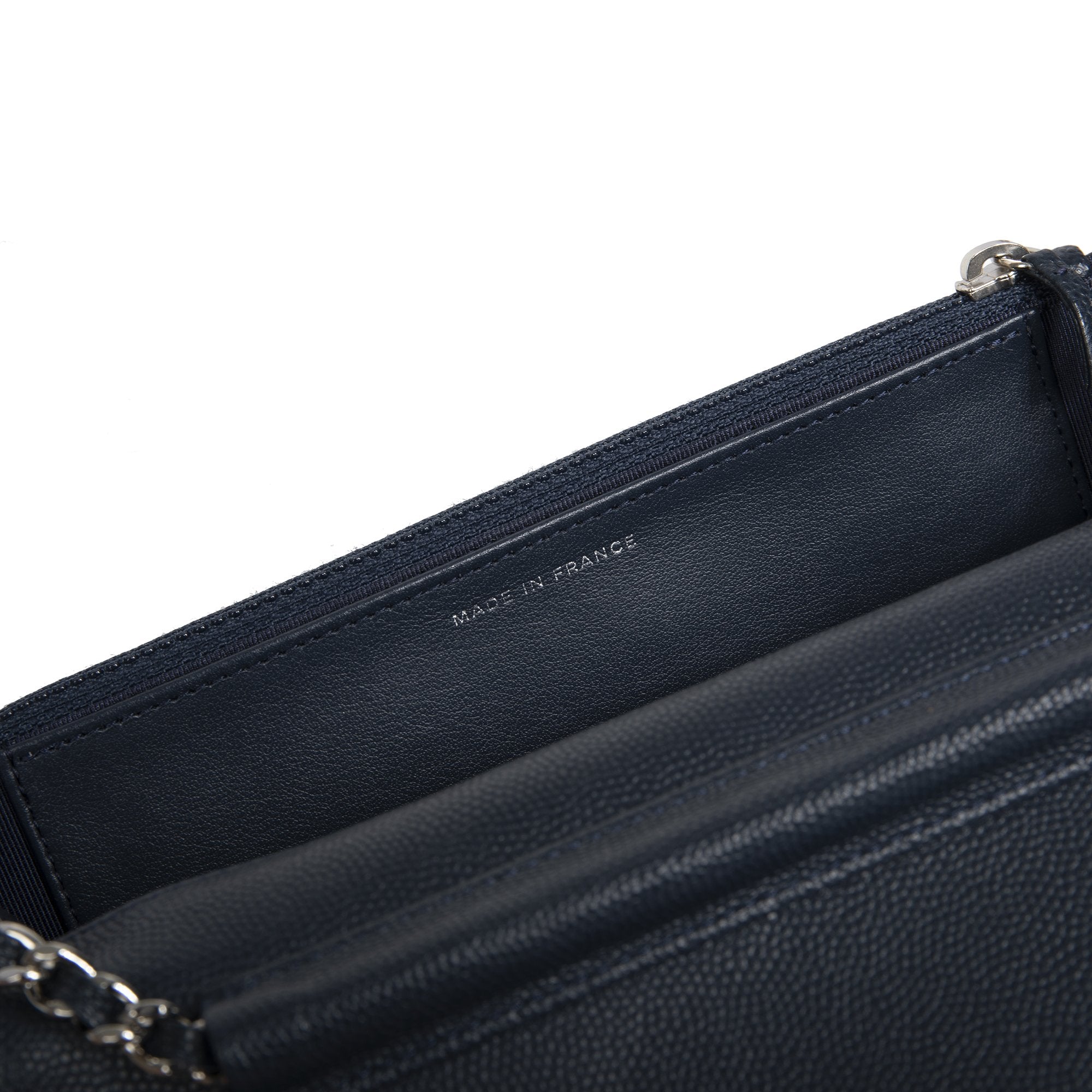 Chanel Navy Caviar Classic Wallet on Chain w/ Authenticity Card & Box