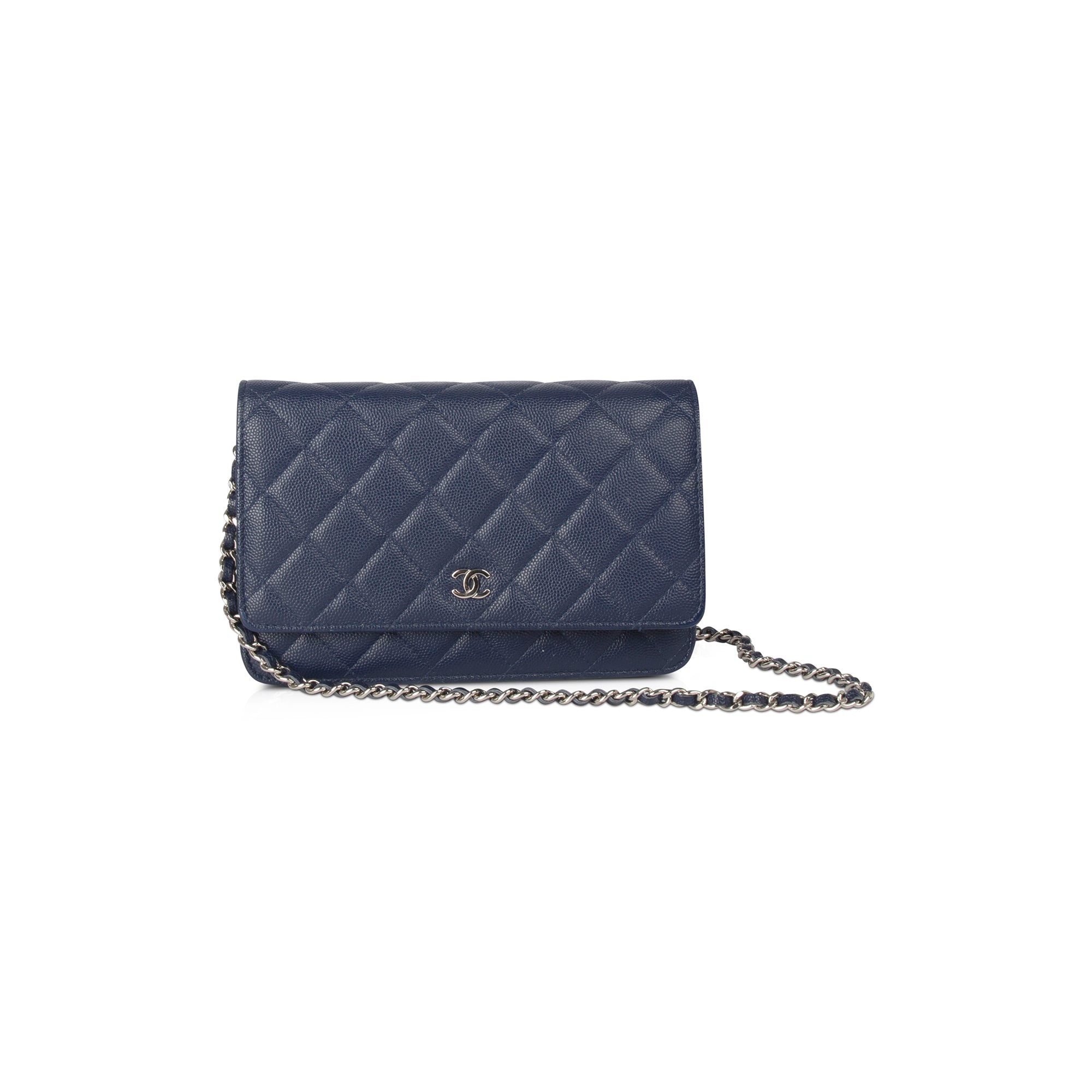 Chanel Navy Caviar Classic Wallet on Chain w/ Box & Authenticity Card