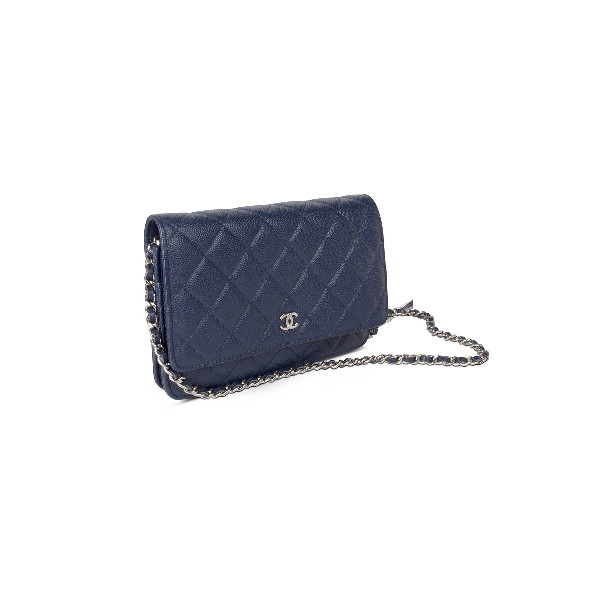 Chanel Navy Caviar Classic Wallet on Chain w/ Box & Authenticity Card