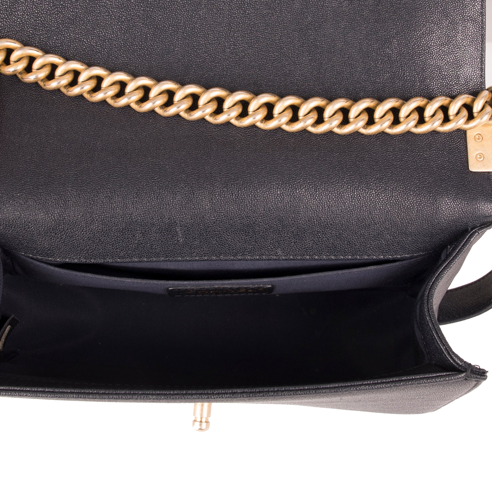 Chanel Navy Caviar Medium Boy Bag