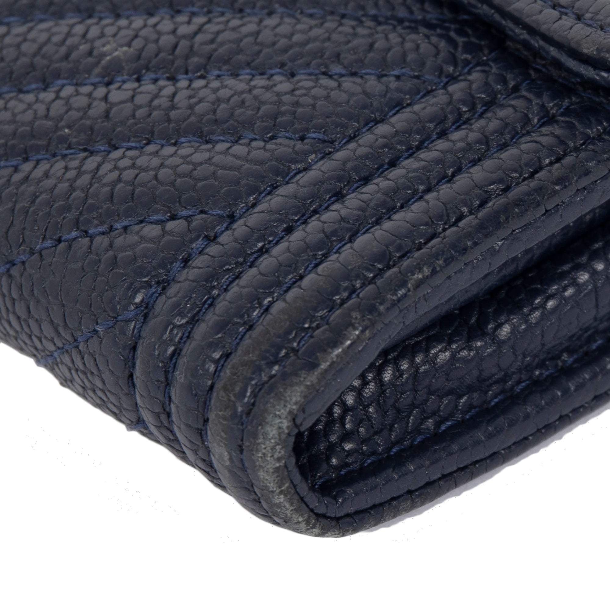 Chanel Navy Chevron Boy Long Flap Wallet w/ Authenticity Card