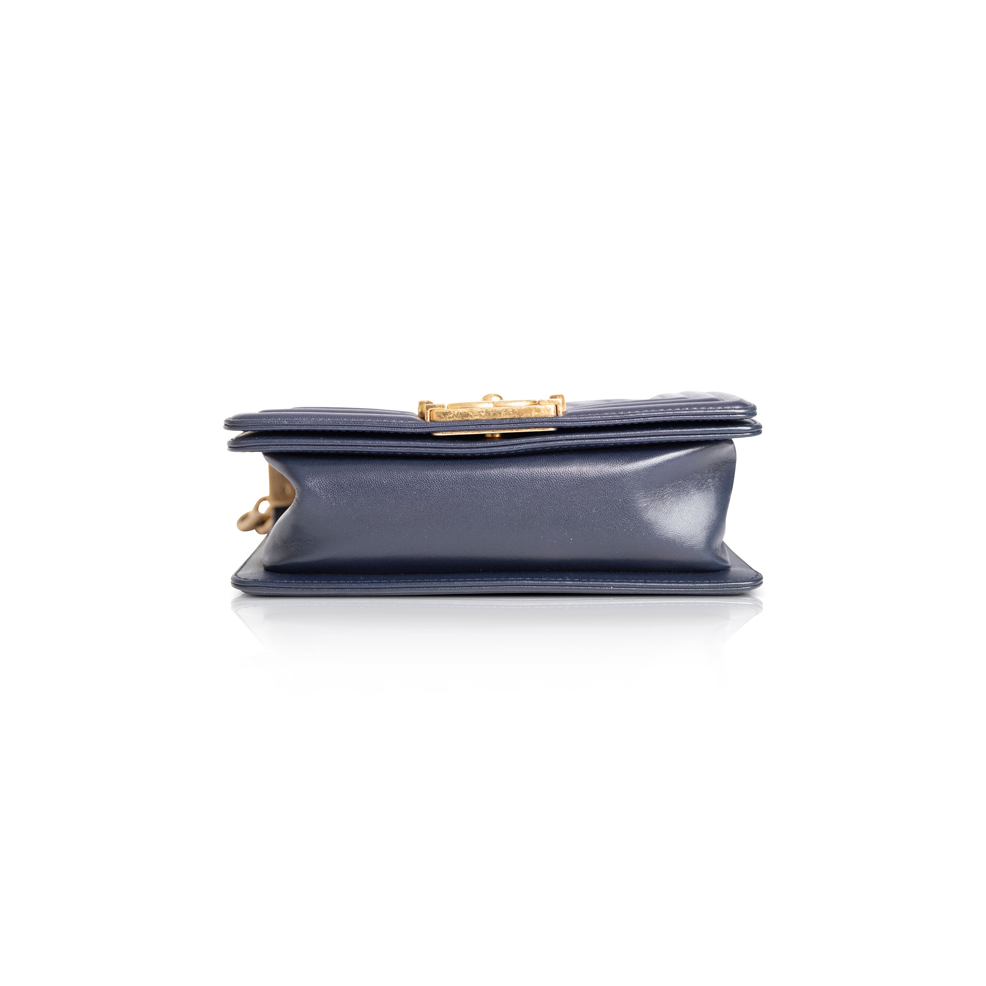 Chanel Navy Lambskin Small Boy Bag w/ Authenticity Card