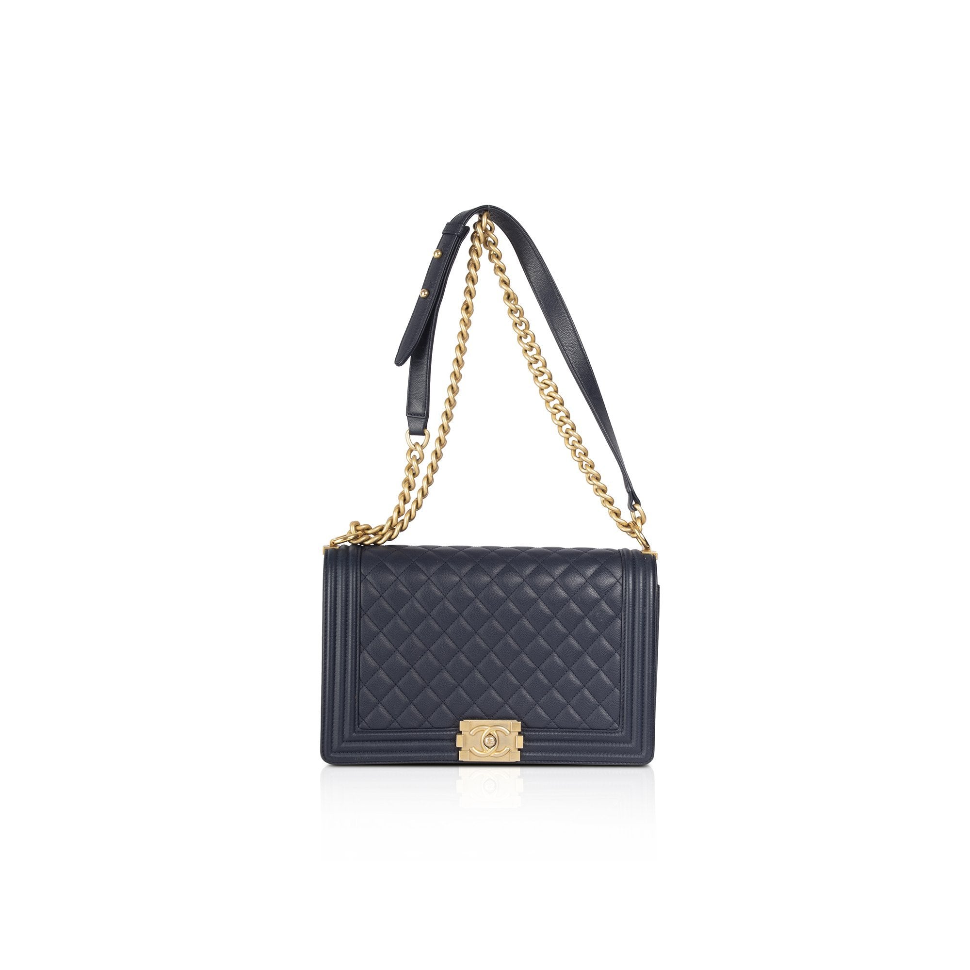 Chanel Navy Large Boy Bag w/ Box