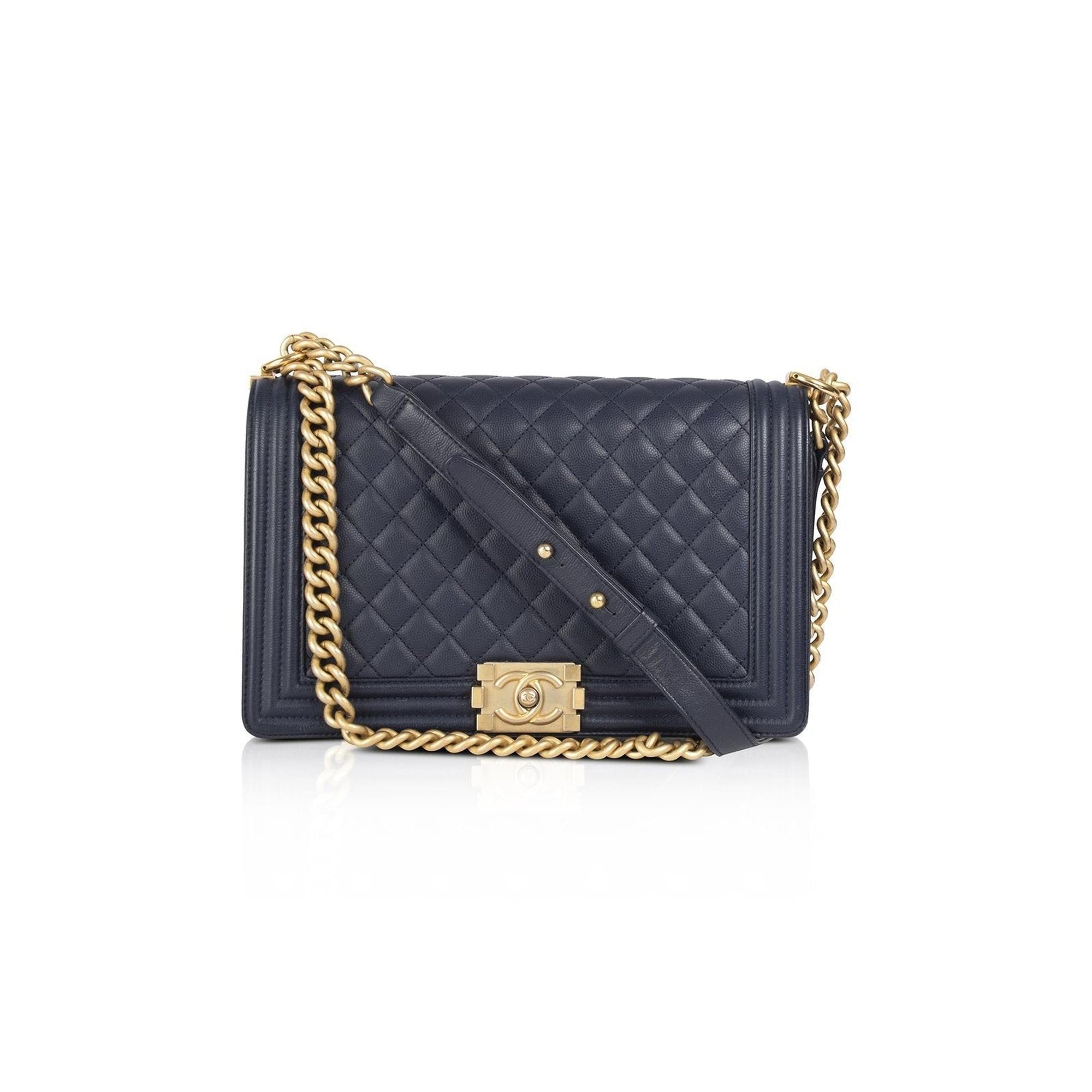 Chanel Navy Large Boy Bag w/ Box