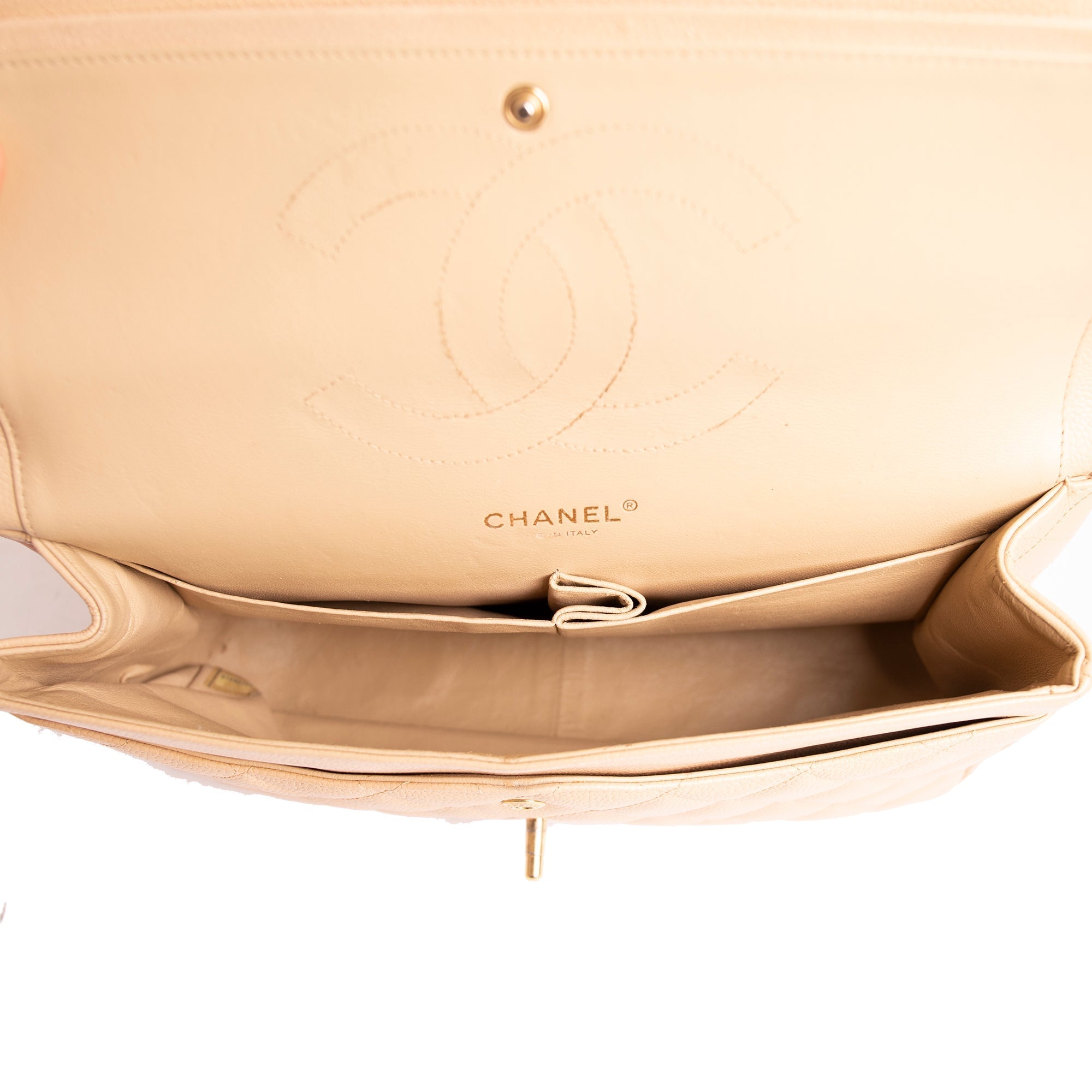 Chanel Neutral Caviar Classic Jumbo Double Flap Bag w/ Box