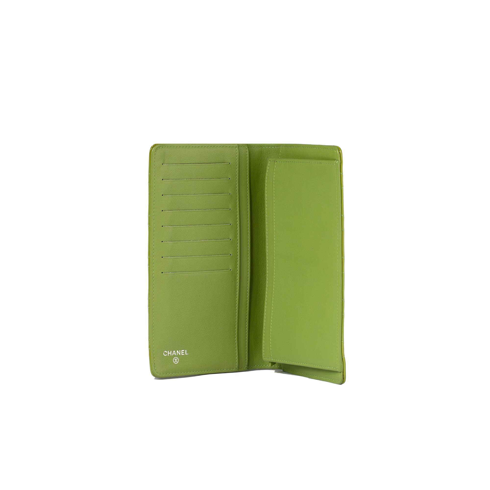 Chanel Patent Leather Quilted CC Yen Wallet