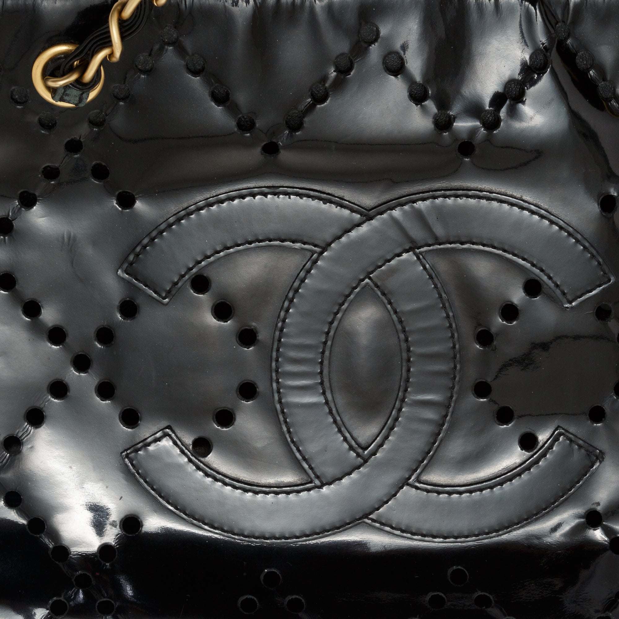 Chanel Perforated Patent CC Tote