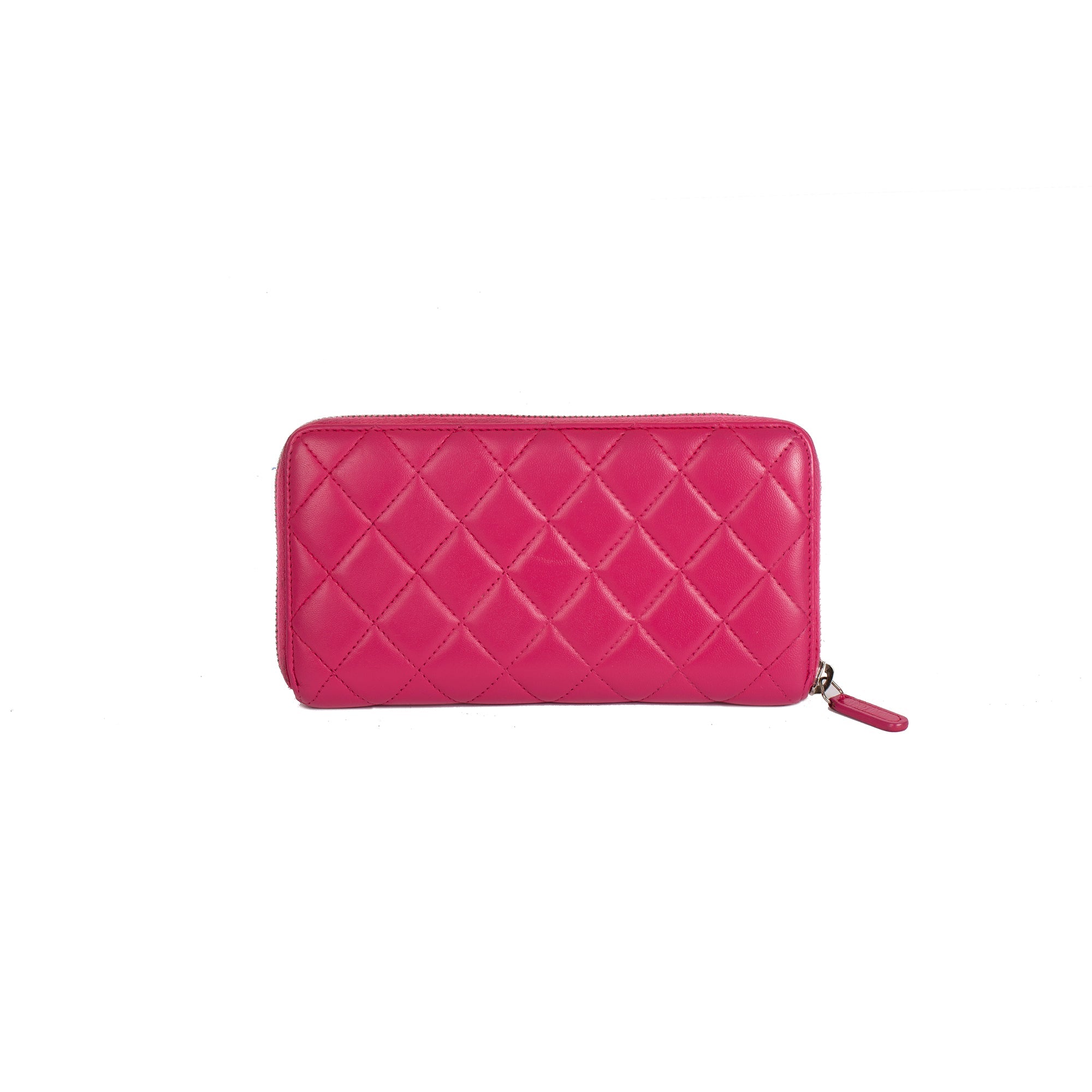 Chanel Pink Lambskin Classic Long Zipped Wallet w/ Authenticity Card