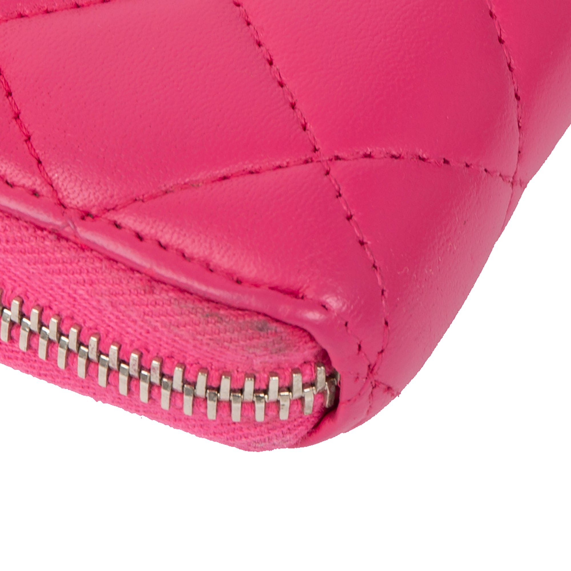 Chanel Pink Lambskin Classic Long Zipped Wallet w/ Authenticity Card