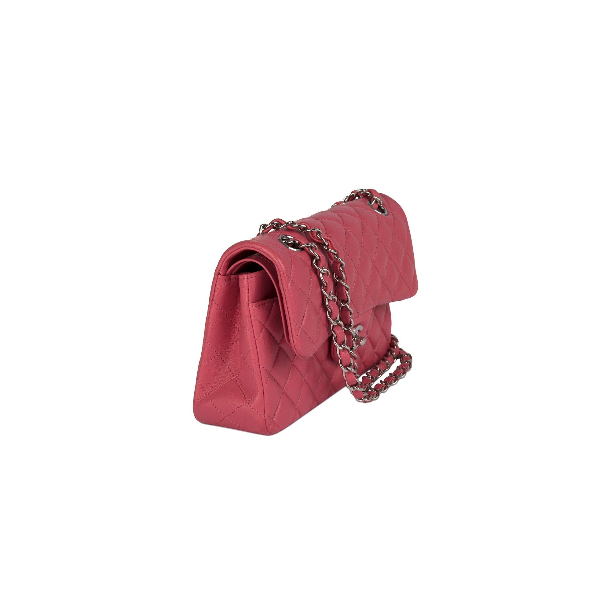 Chanel Pink Lambskin Small Classic Double Flap Bag w/ Box