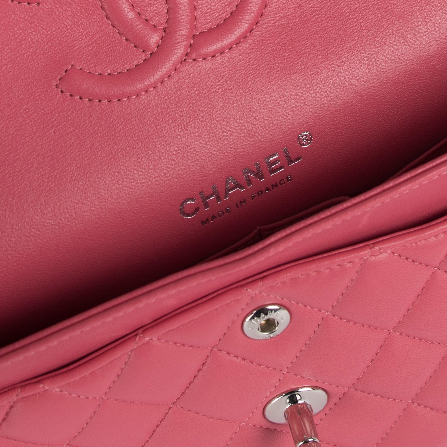 Chanel Pink Lambskin Small Classic Double Flap Bag w/ Box