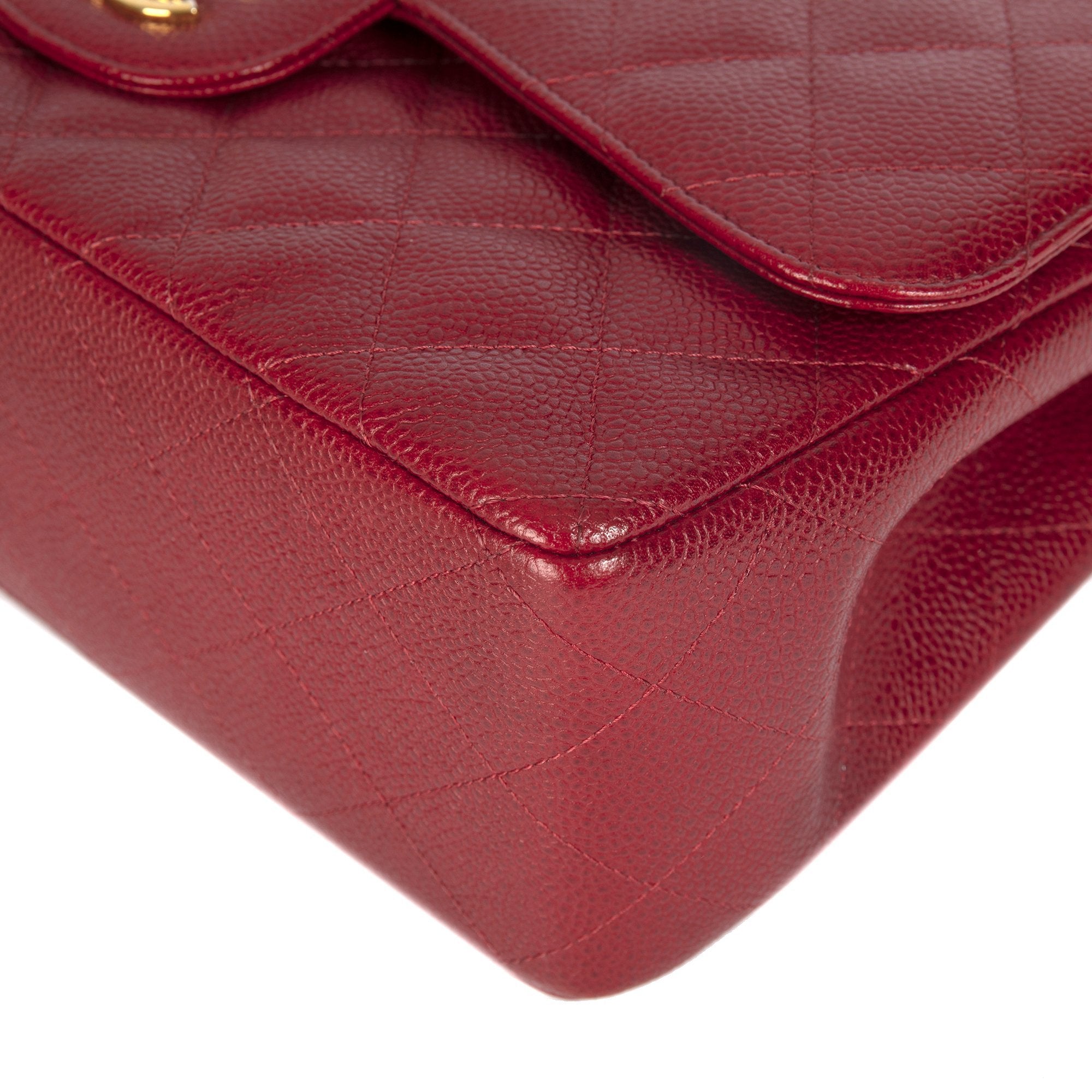 Chanel Red Caviar Large Classic Double Flap Bag w/ Box & Authenticity Card