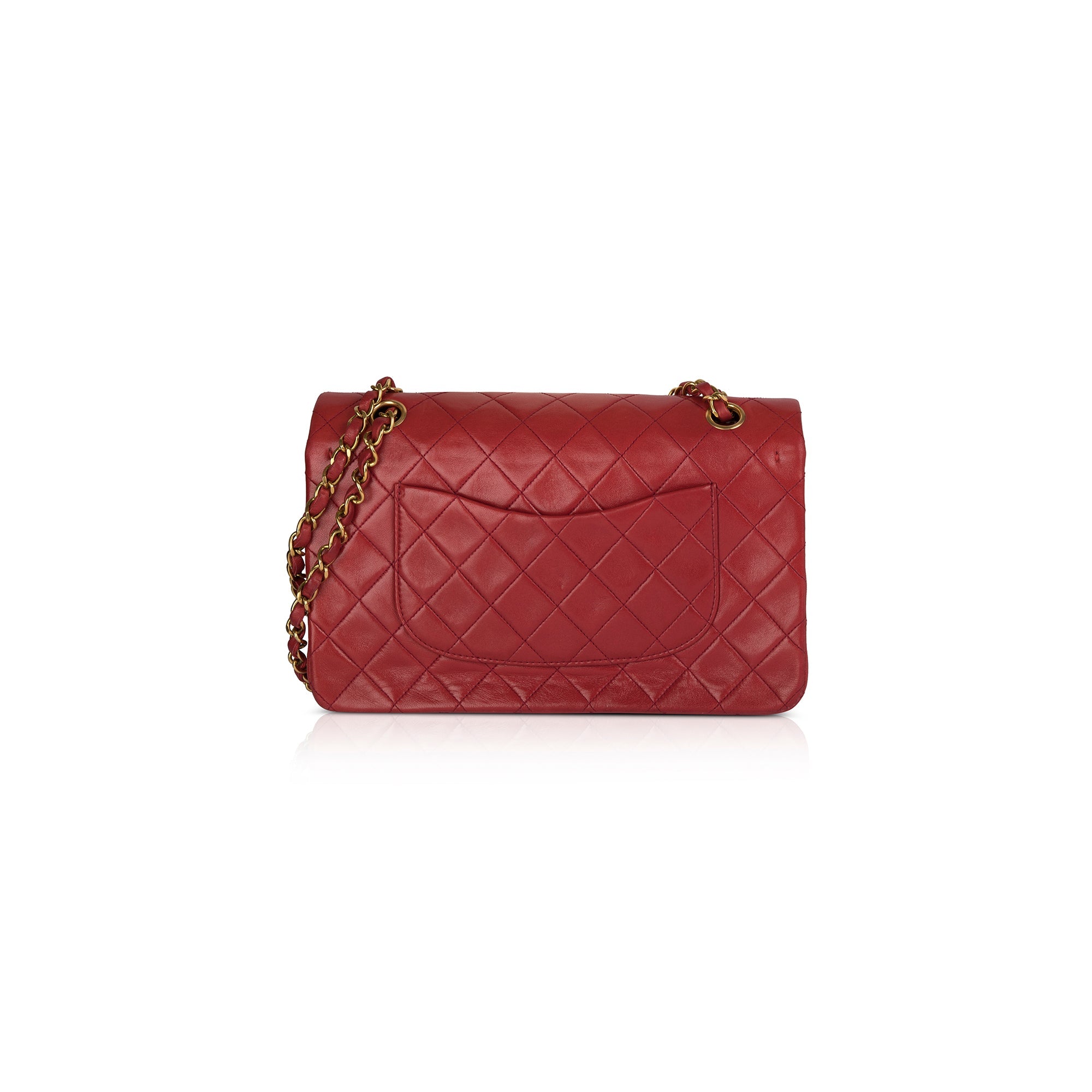 Chanel Classic Quilted Lambskin Double Flap Medium Bag in Red