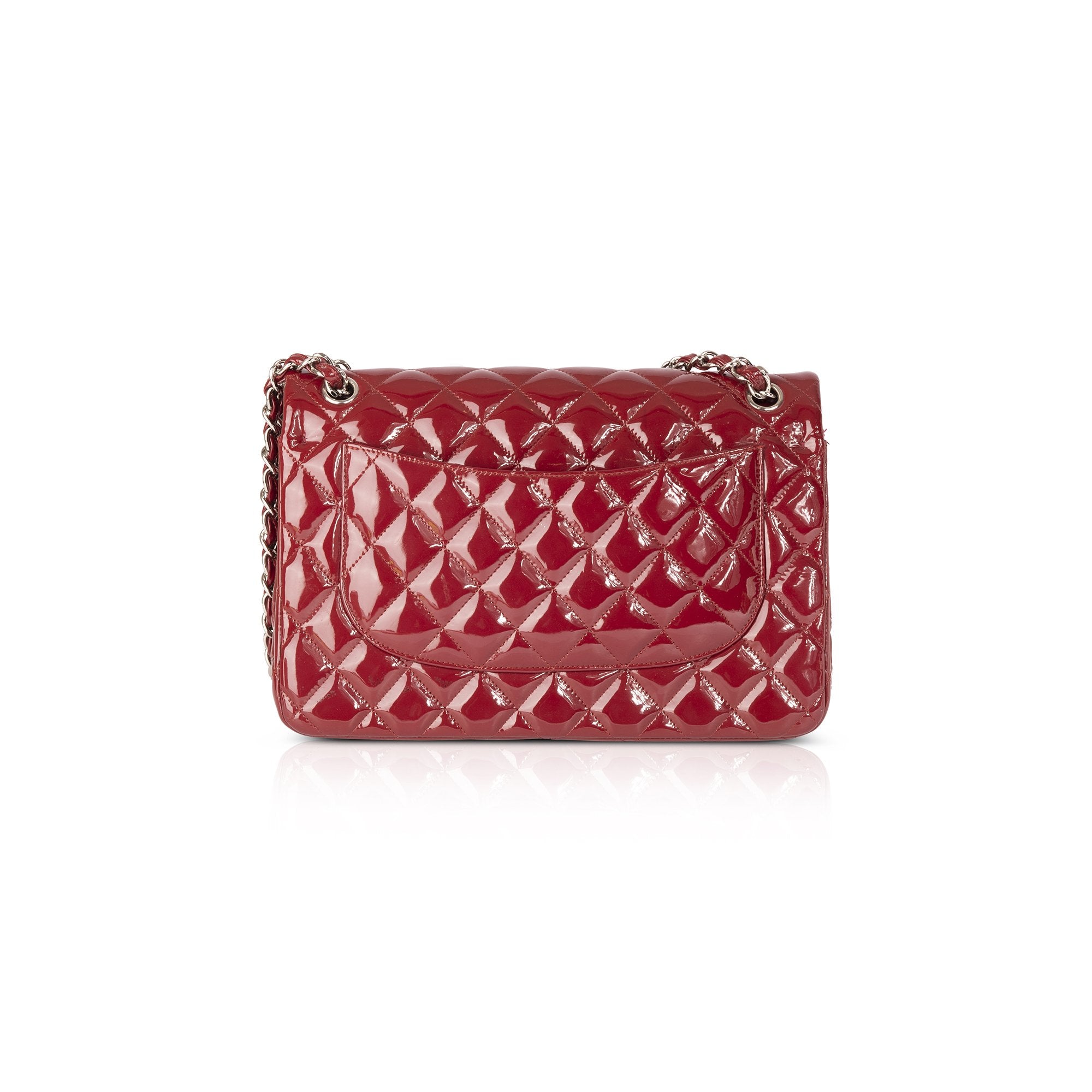 Chanel Red Patent Leather Classic Jumbo Double Flap Bag