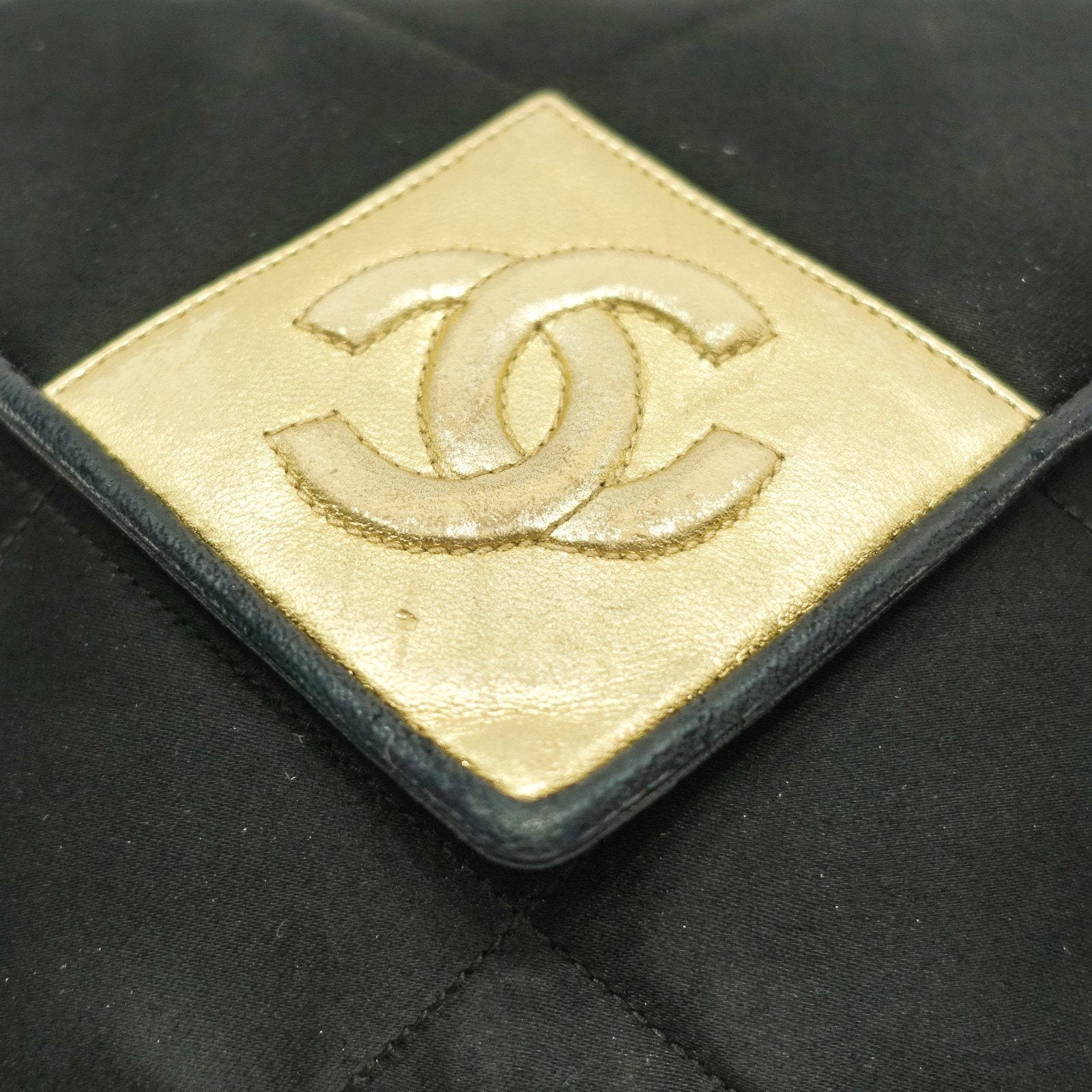Chanel Satin Black and Gold Tassel Evening Bag